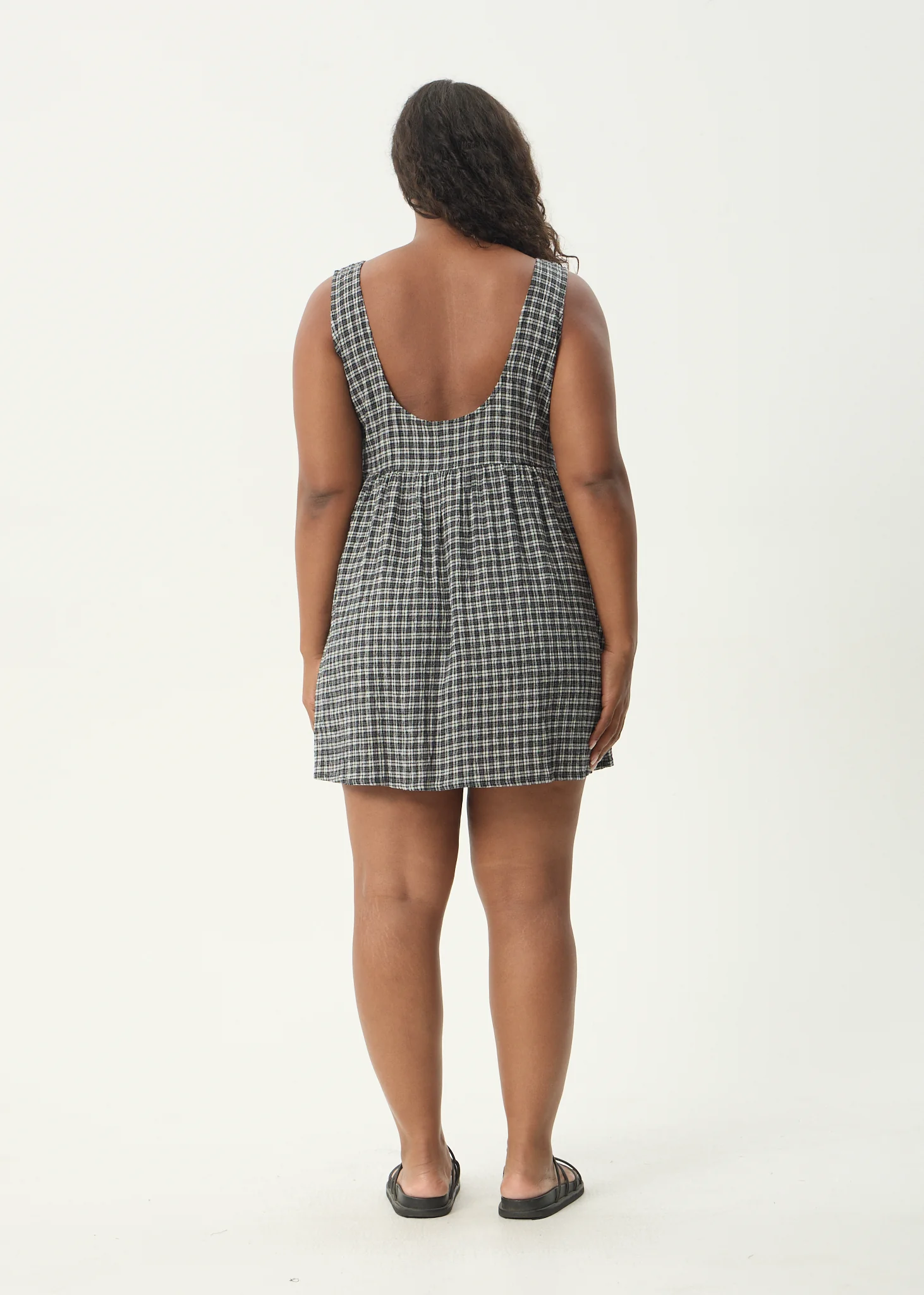 AFENDS Womens Asta Jesse - Seersucker Mini Dress - Steel Check - Image 10