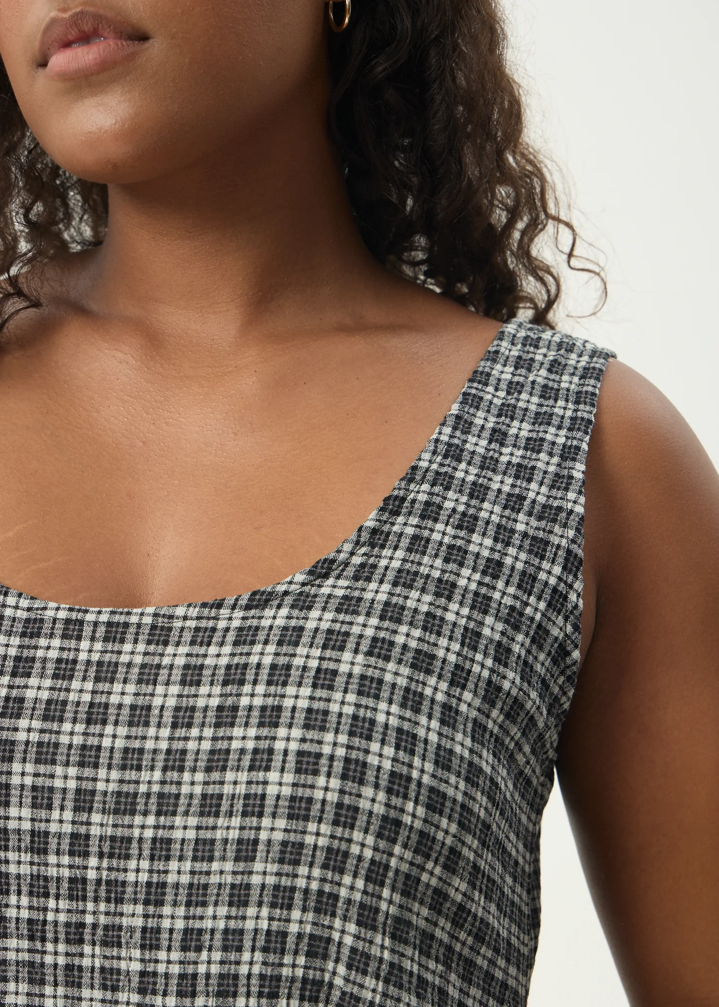AFENDS Womens Asta Jesse - Seersucker Mini Dress - Steel Check - Image 12