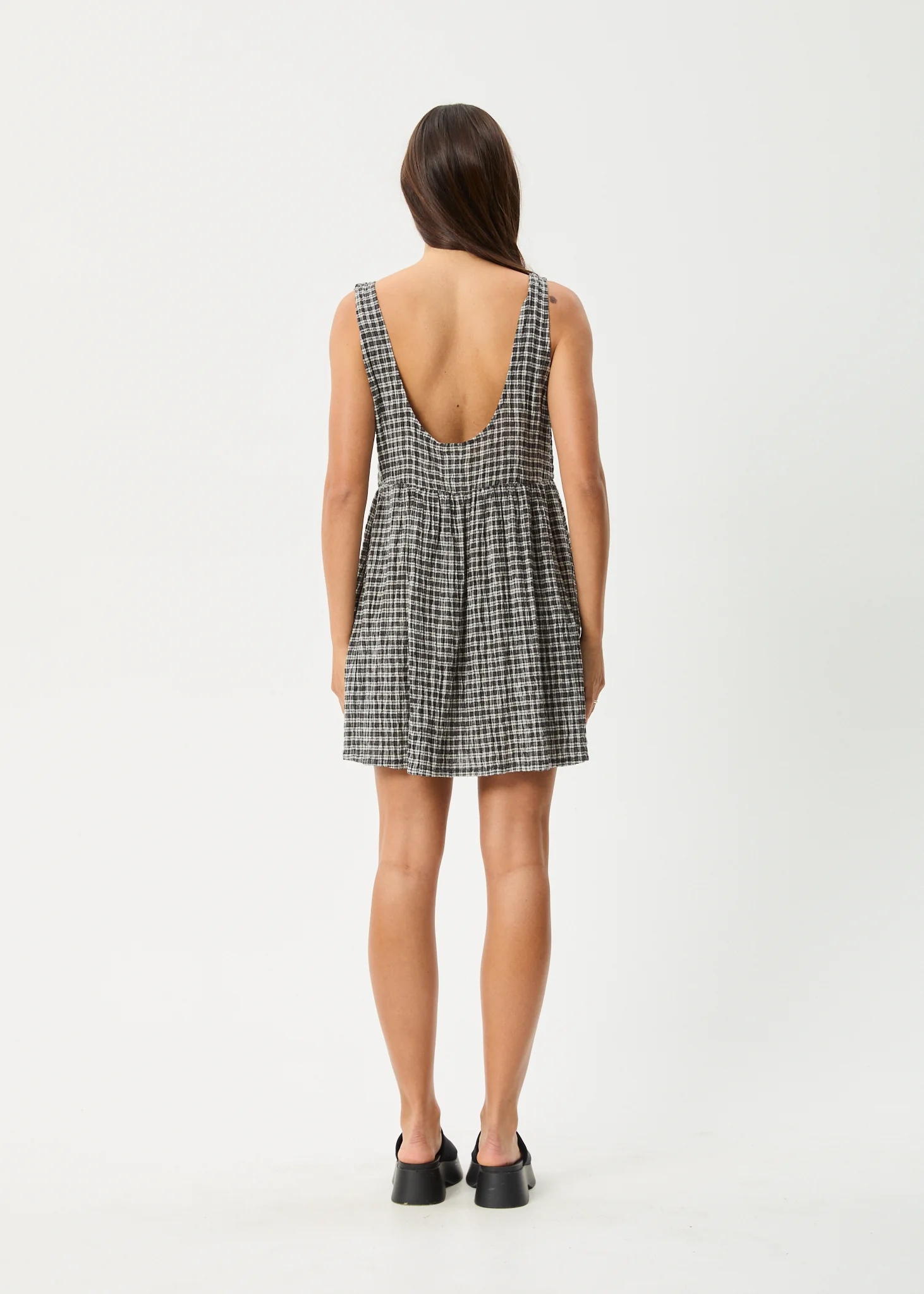AFENDS Womens Asta Jesse - Seersucker Mini Dress - Steel Check - Image 9