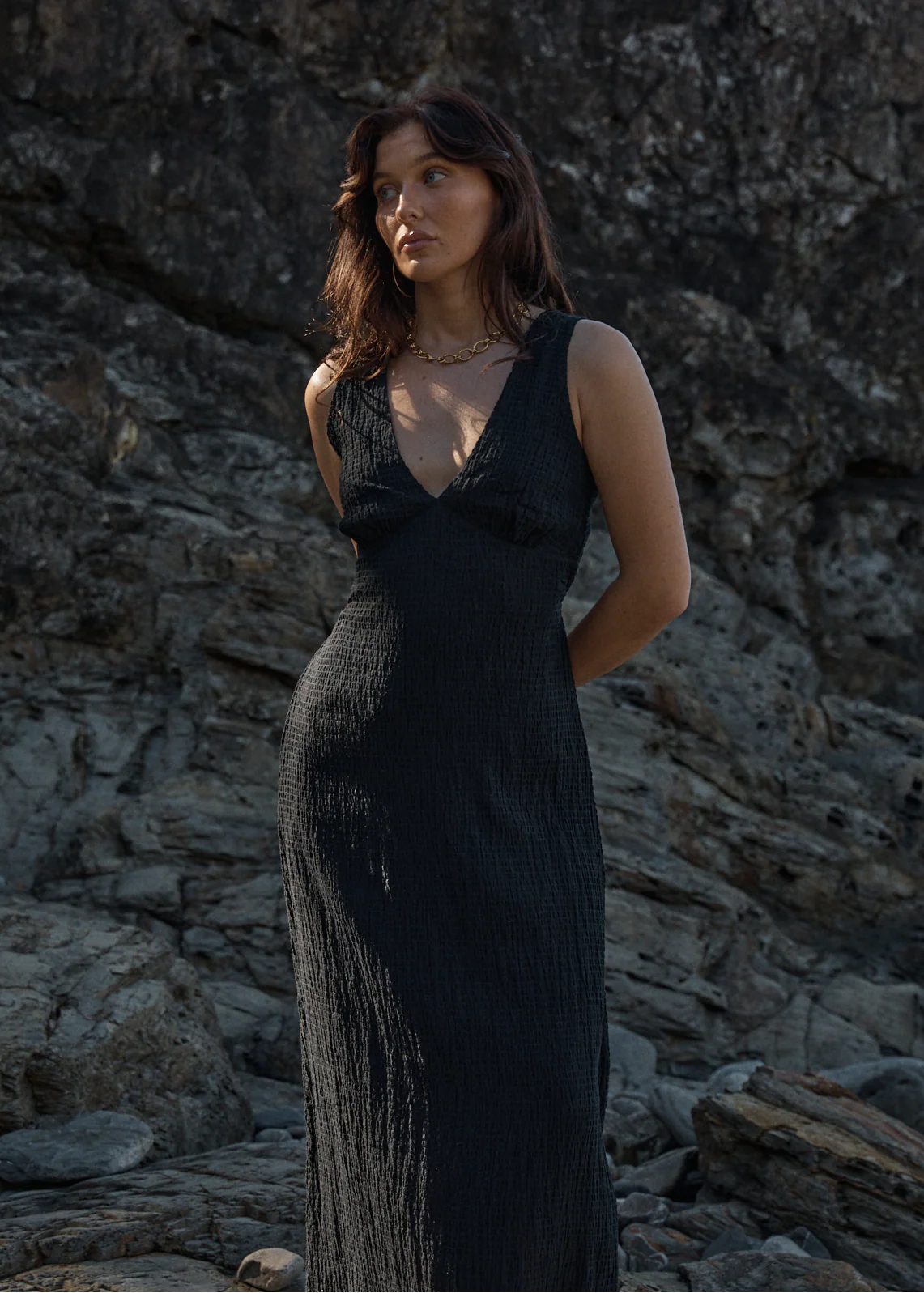 AFENDS Womens Focus - Seersucker Maxi Dress - Black - Image 3