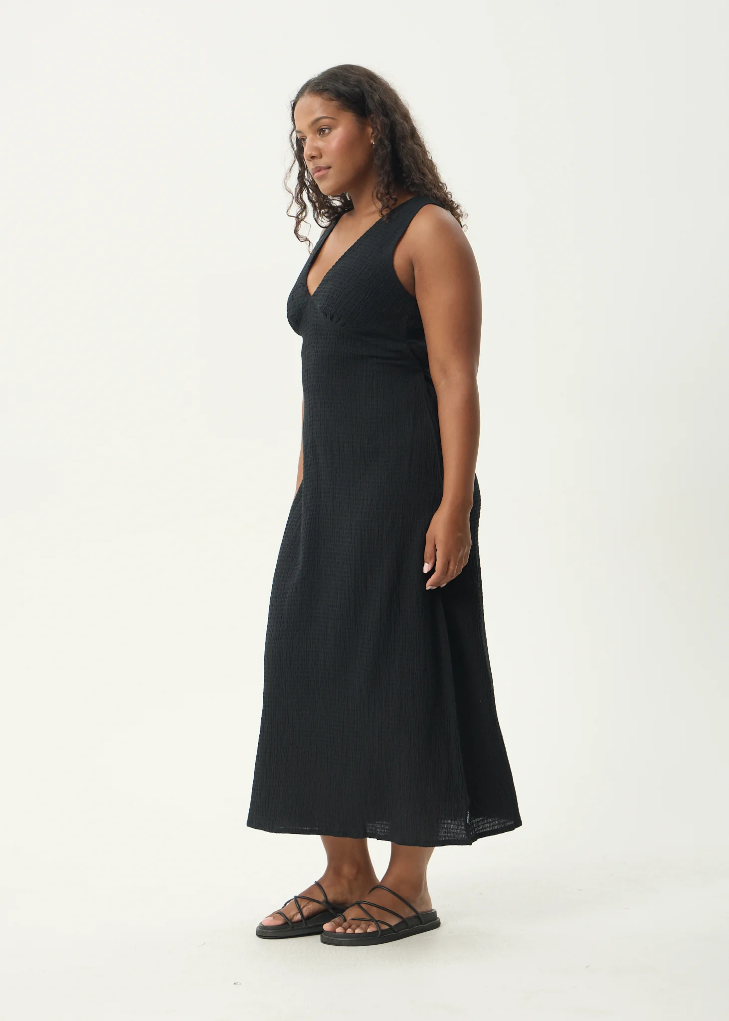 AFENDS Womens Focus - Seersucker Maxi Dress - Black - Image 7