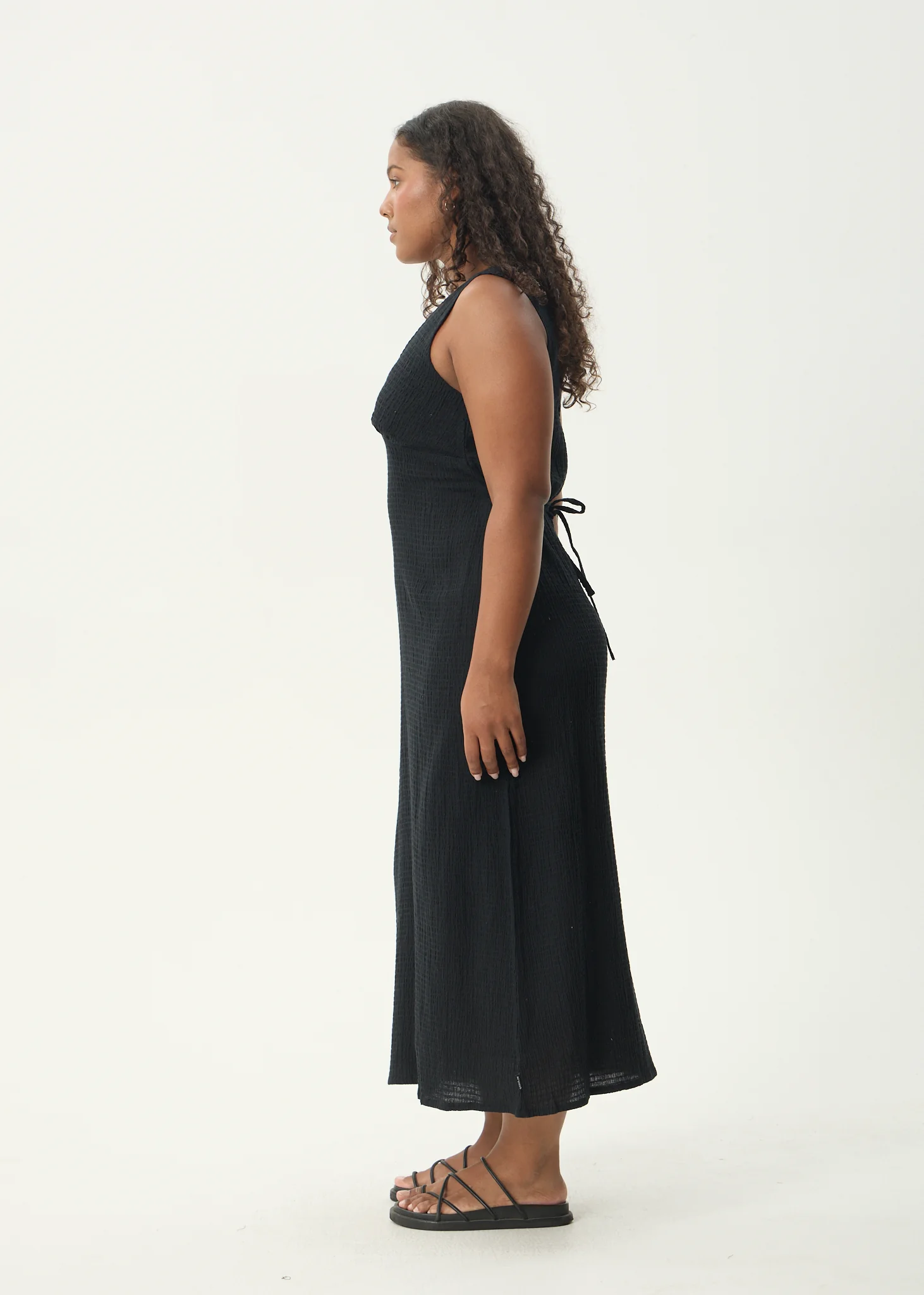 AFENDS Womens Focus - Seersucker Maxi Dress - Black - Image 9