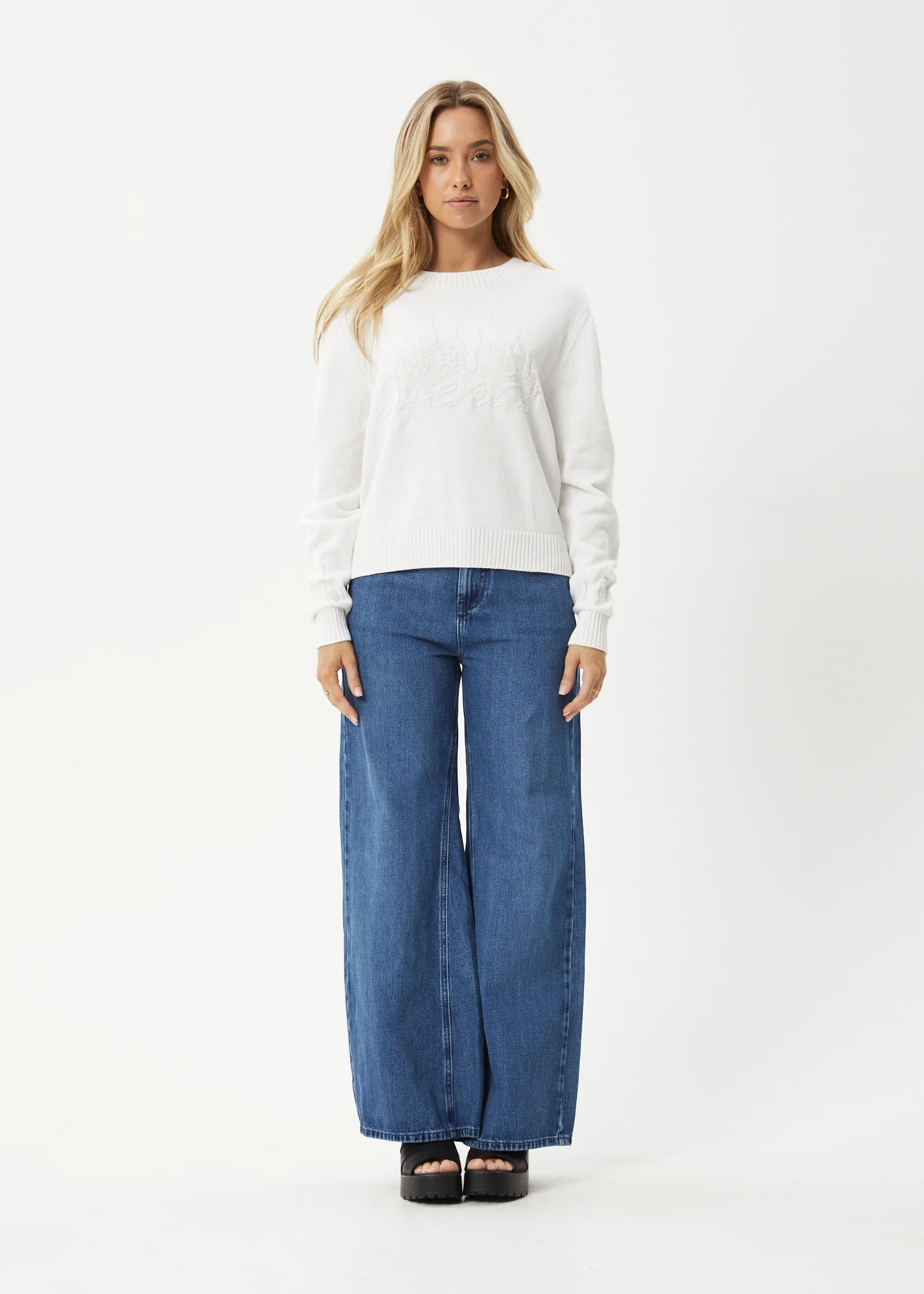 AFENDS Womens Inferno - Knit Crew Neck Jumper - White - Image 7