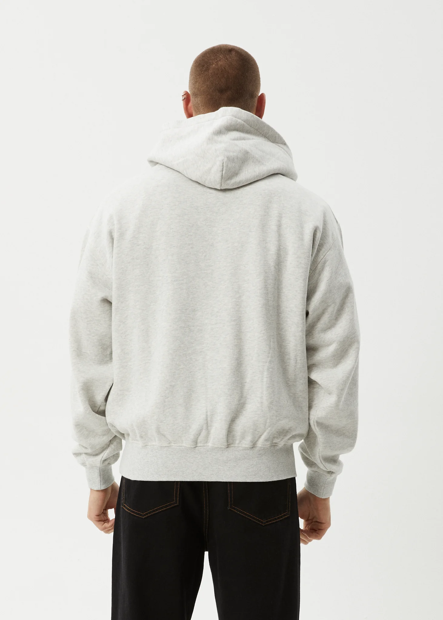 AFENDS Mens All Eyez - Boxy Hoodie - Grey Marle - Image 5