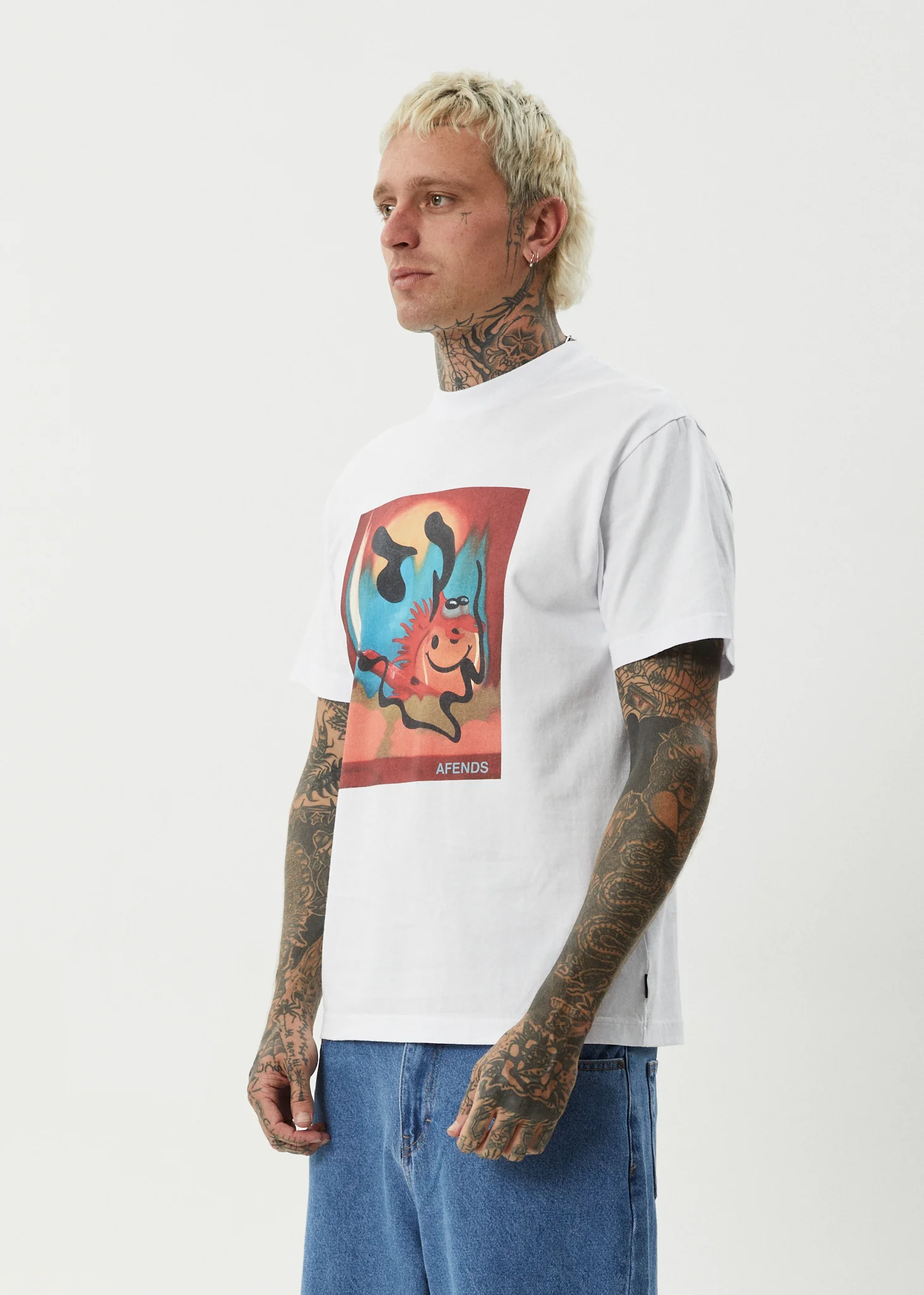 AFENDS Mens Apocalypso - Retro Tee - White - Image 3
