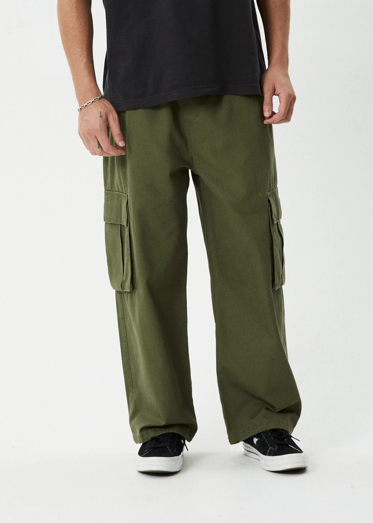 AFENDS Mens Atlas Canvas - Cargo Pant - Military - Image 3