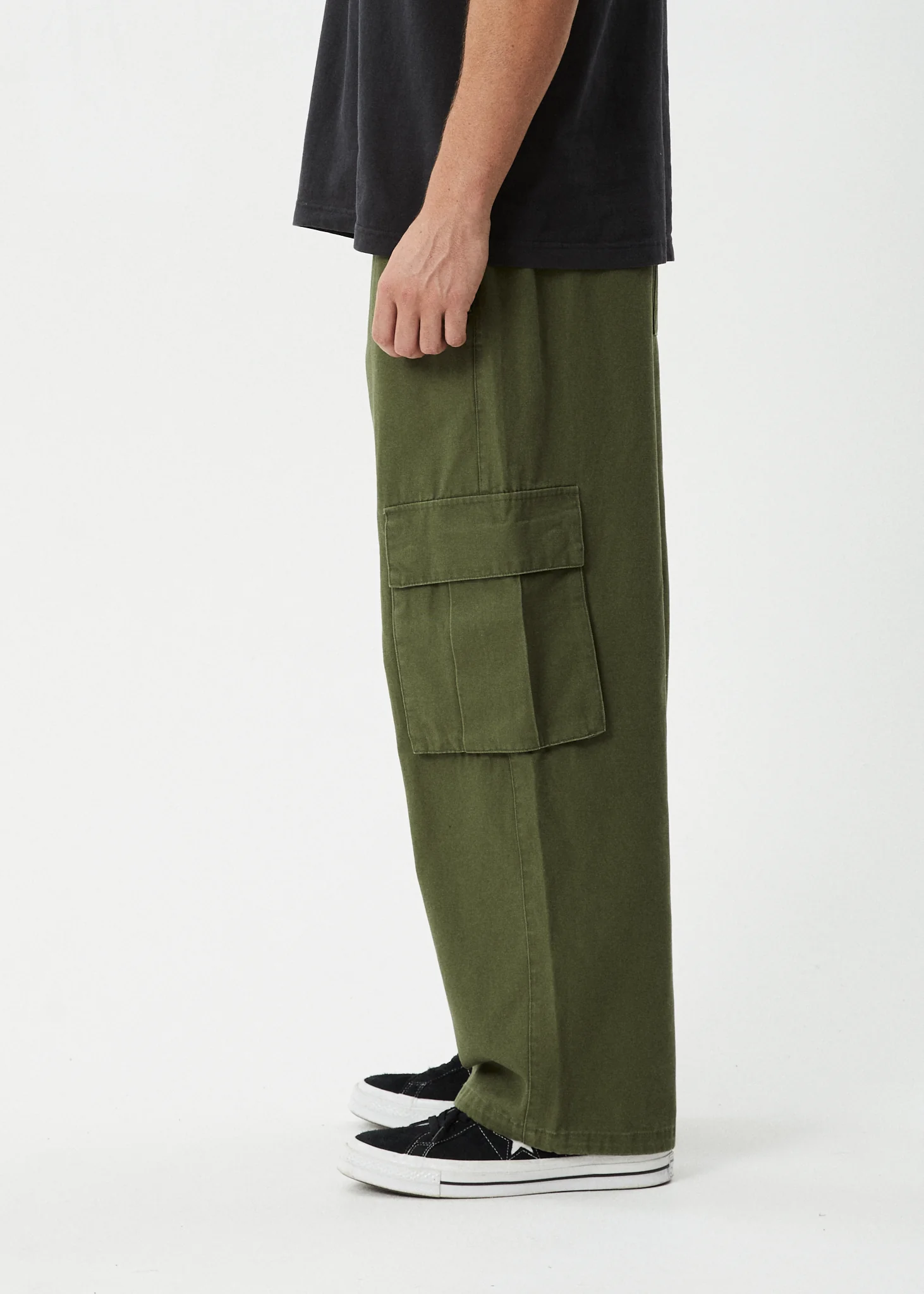 AFENDS Mens Atlas Canvas - Cargo Pant - Military - Image 5
