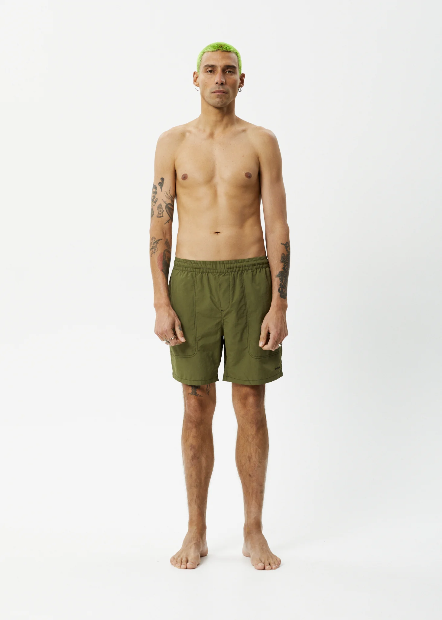 AFENDS Mens Baywatch - Swim Short 18" - Military - Image 5