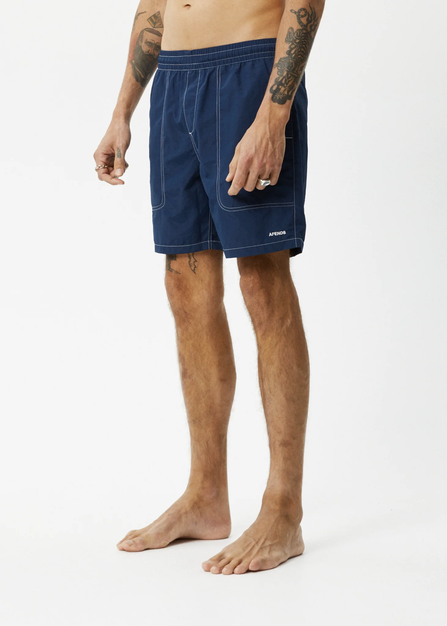 AFENDS Mens Baywatch - Swim Short 18" - Navy - Image 3