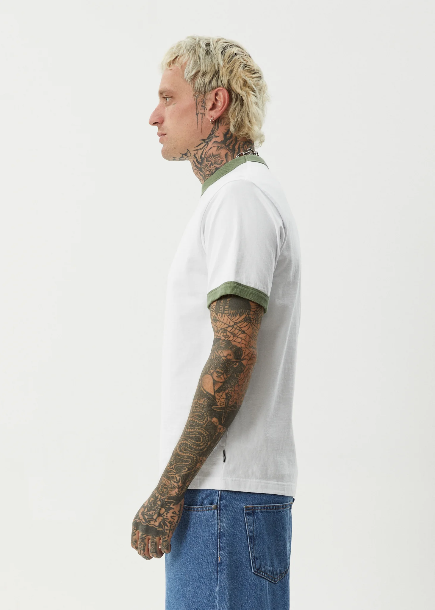 AFENDS Mens Classico - Heavyweight Ringer Tee - White - Image 5