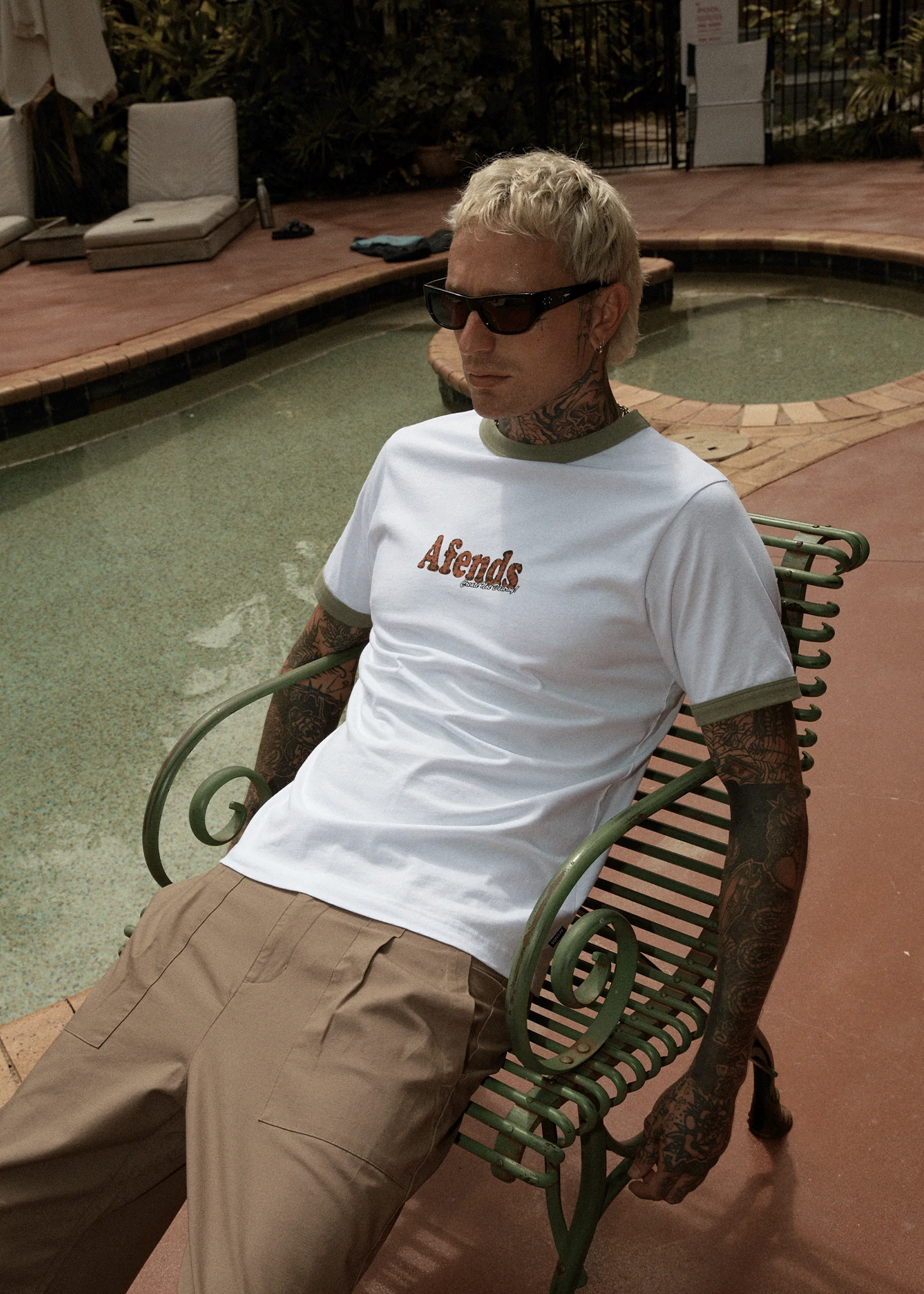 AFENDS Mens Classico - Heavyweight Ringer Tee - White - Image 7