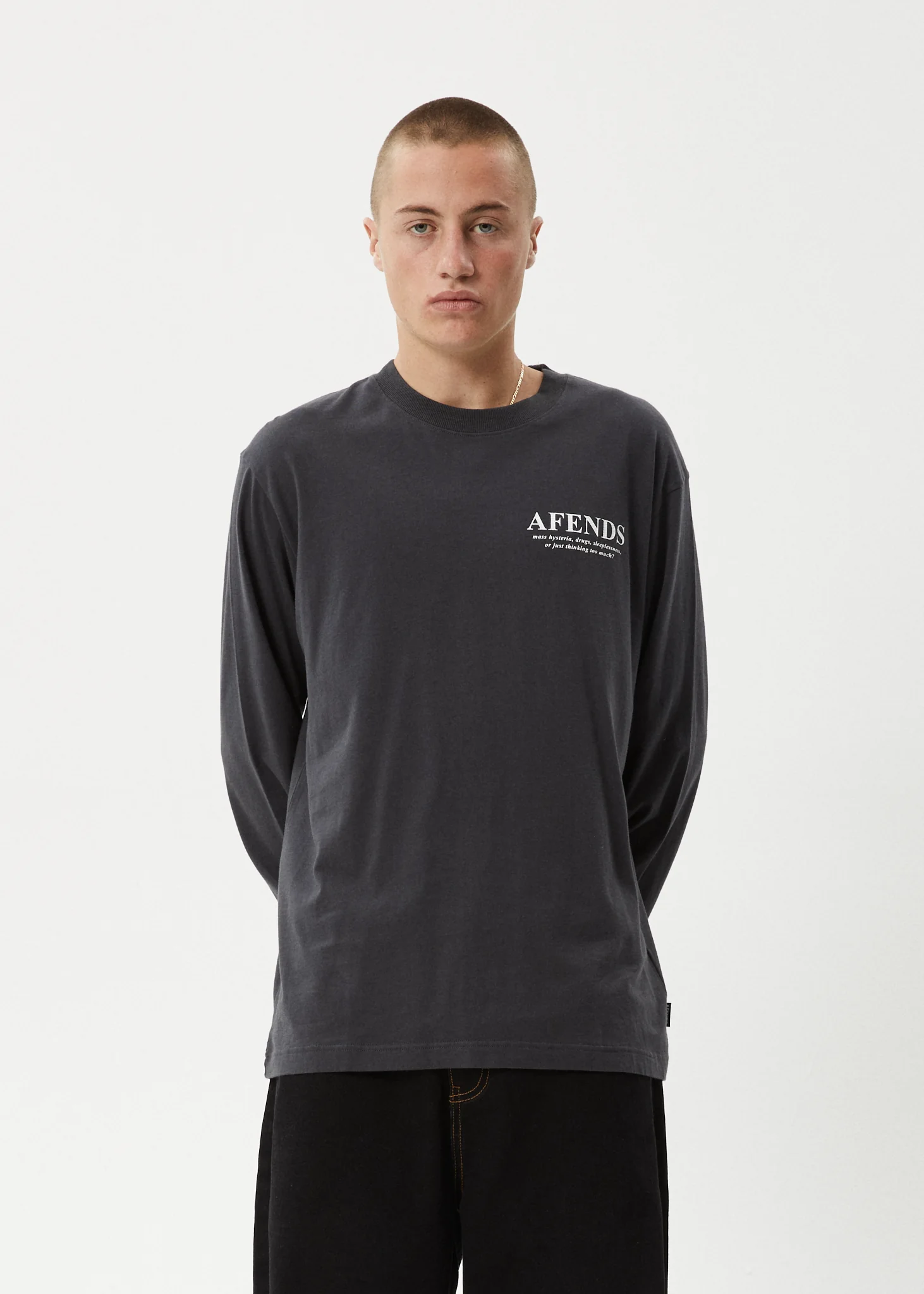 AFENDS Mens Cosmic - Long Sleeve Tee - Charcoal - Image 3