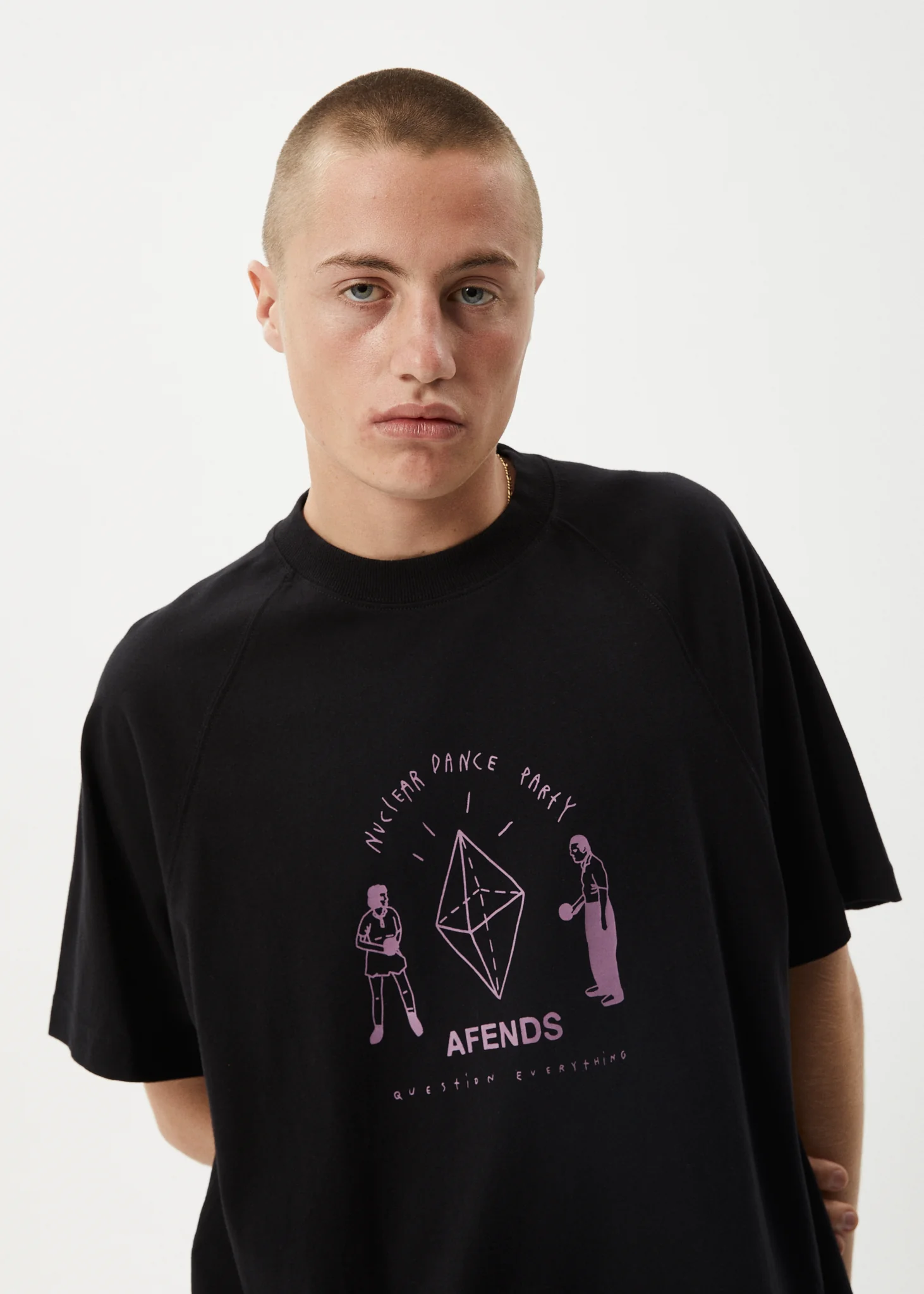 AFENDS Mens Dance Party - Raglan Boxy Tee - Black - Image 8