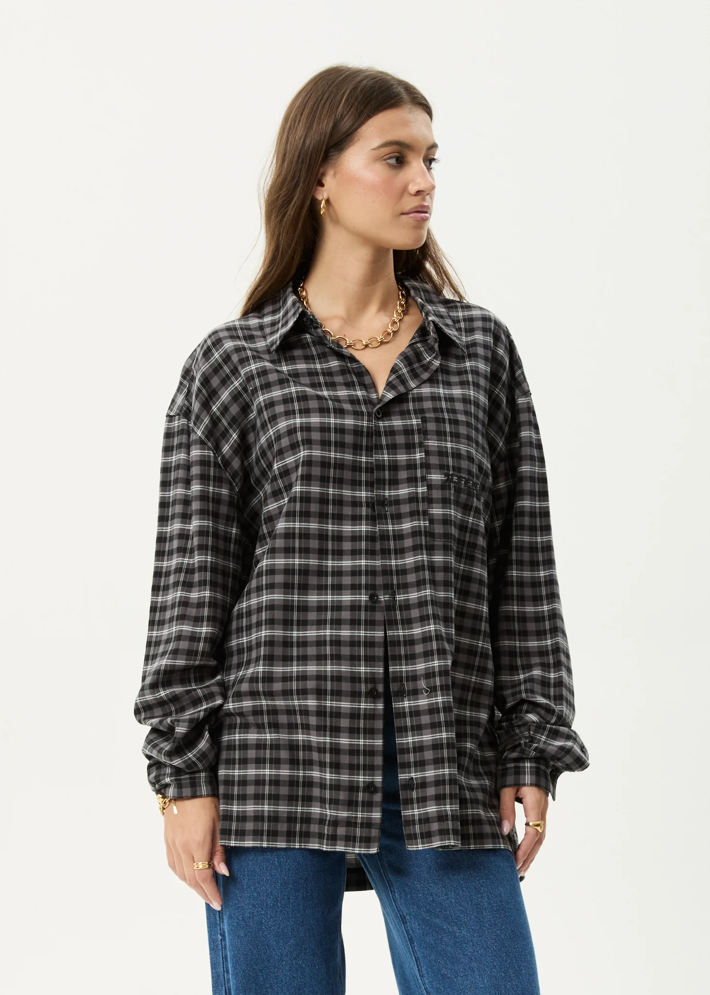 AFENDS Mens Darkness - Long Sleeve Shirt - Black Check - Image 2