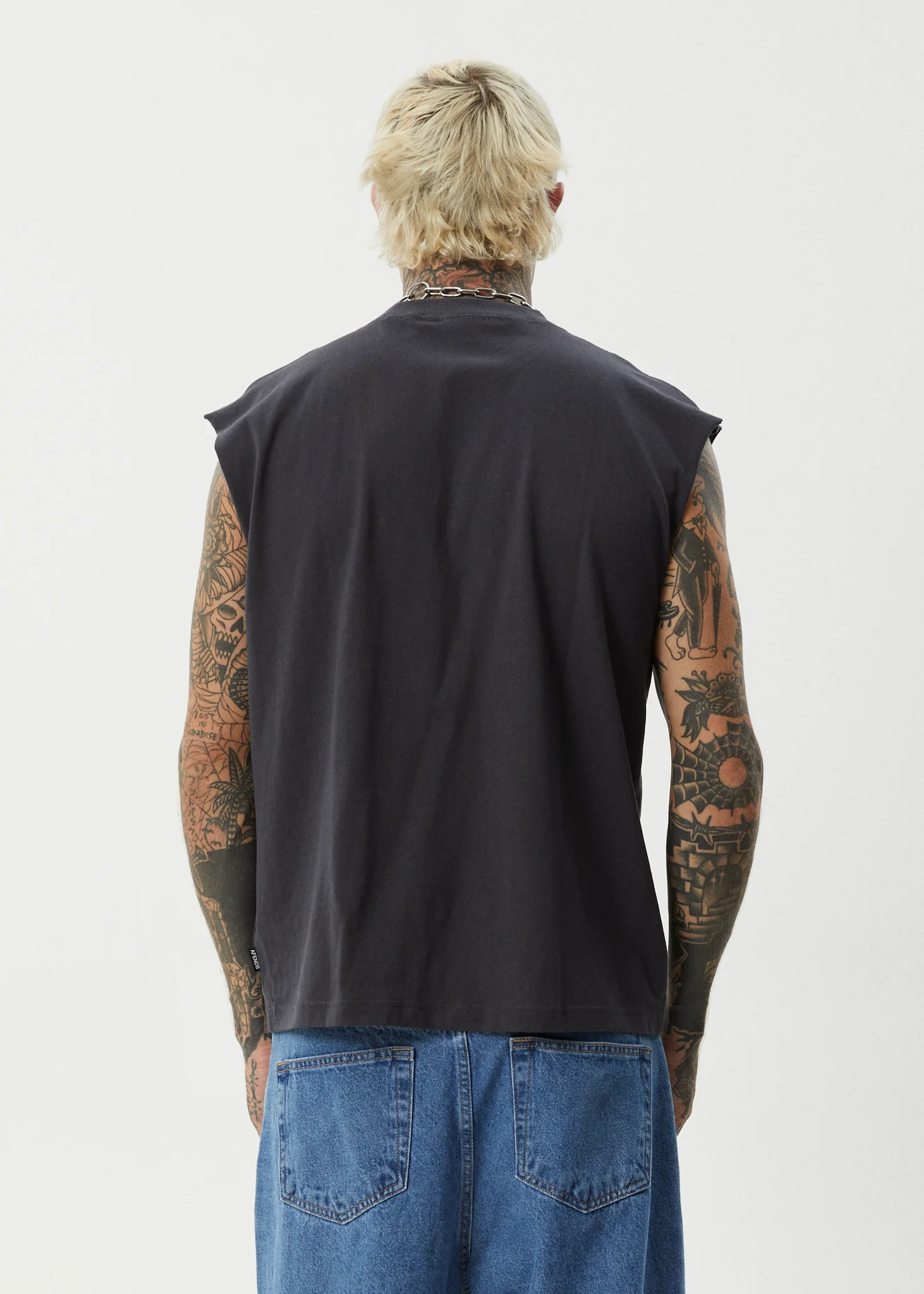 AFENDS Mens Ember - Sleeveless Tee - Charcoal - Image 6