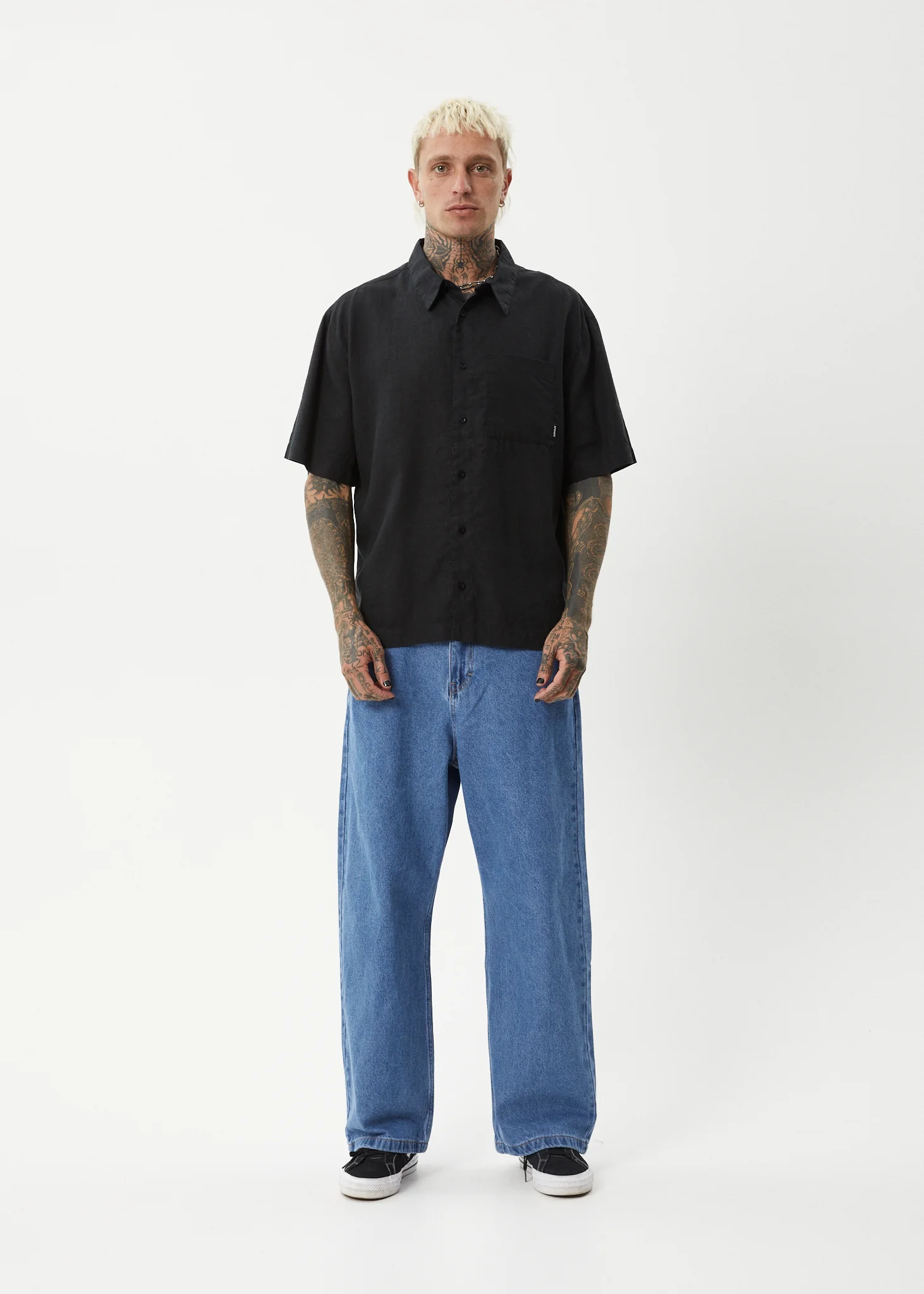 AFENDS Mens Everyday - Short Sleeve Shirt - Black - Image 8