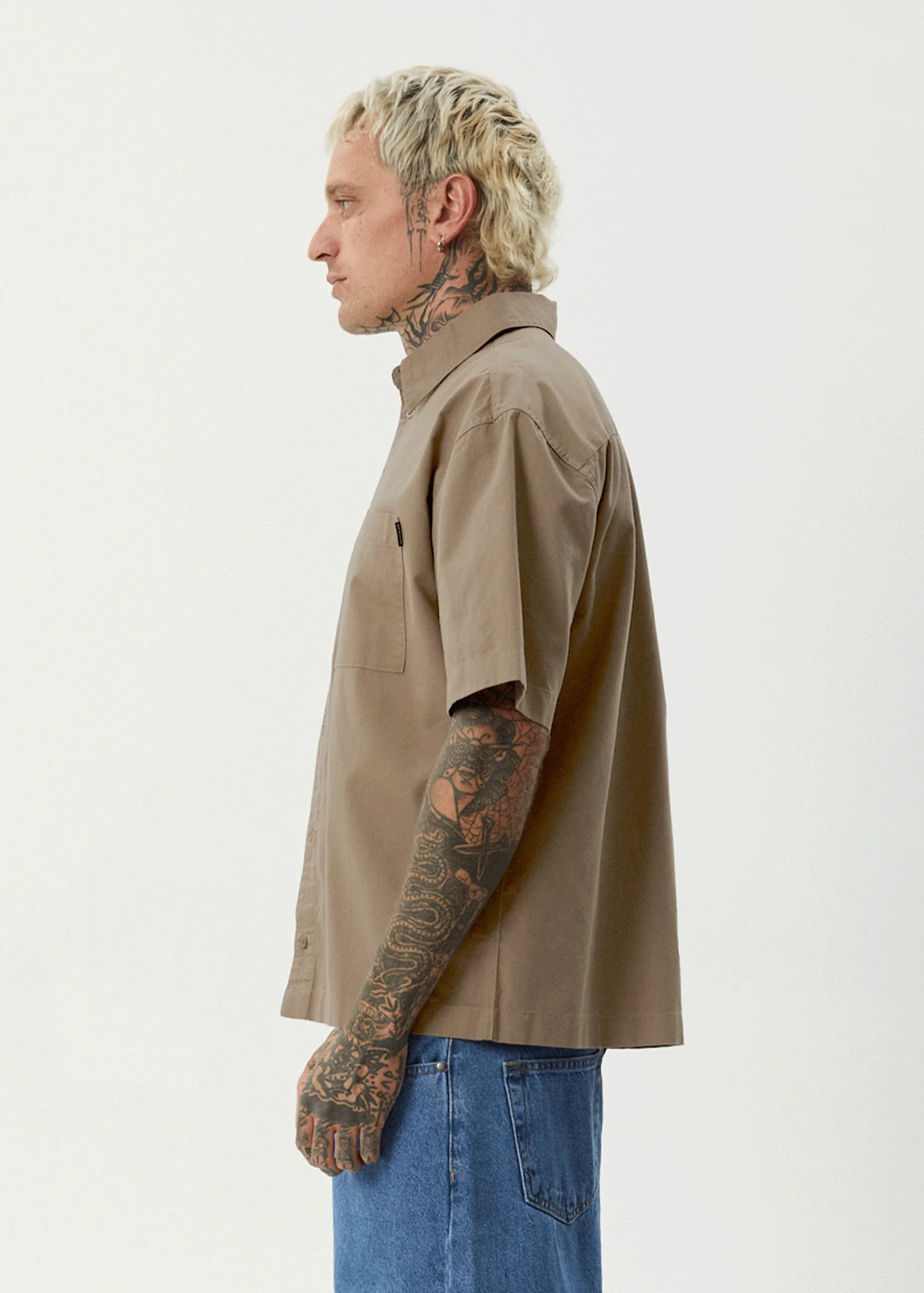 AFENDS Mens Everyday - Short Sleeve Shirt - Fossil - Image 4