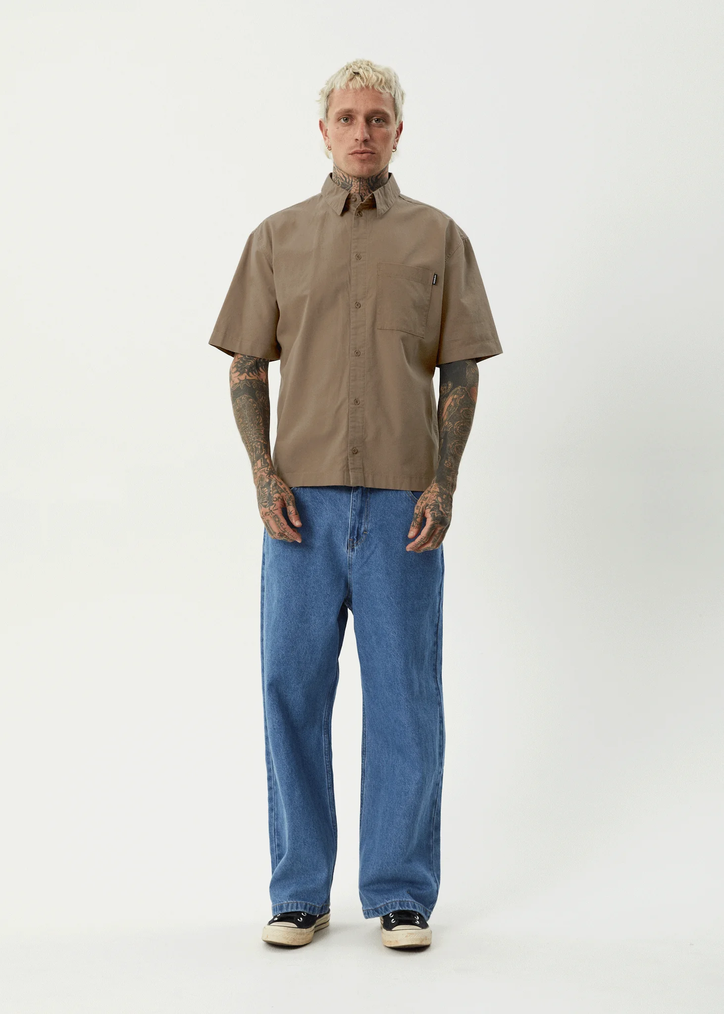 AFENDS Mens Everyday - Short Sleeve Shirt - Fossil - Image 6
