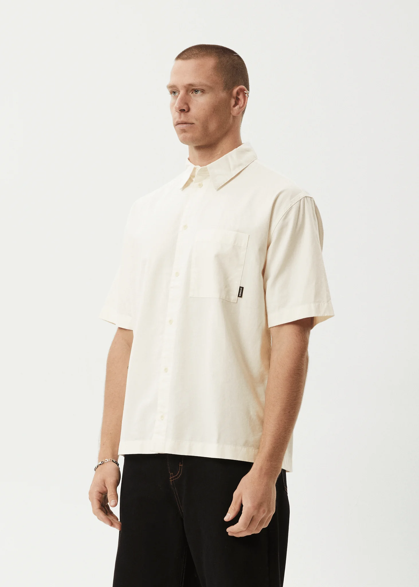 AFENDS Mens Everyday - Short Sleeve Shirt - Off White - Image 3