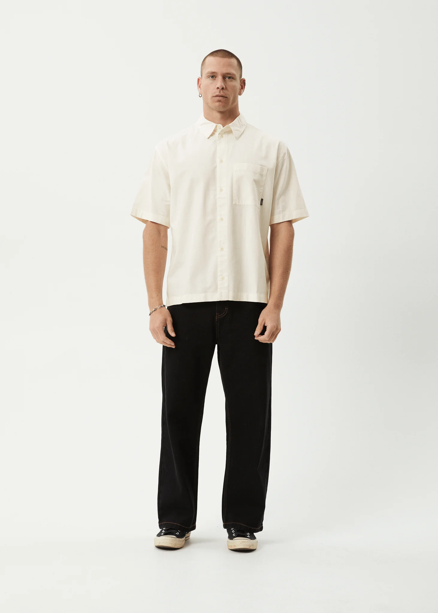 AFENDS Mens Everyday - Short Sleeve Shirt - Off White - Image 6