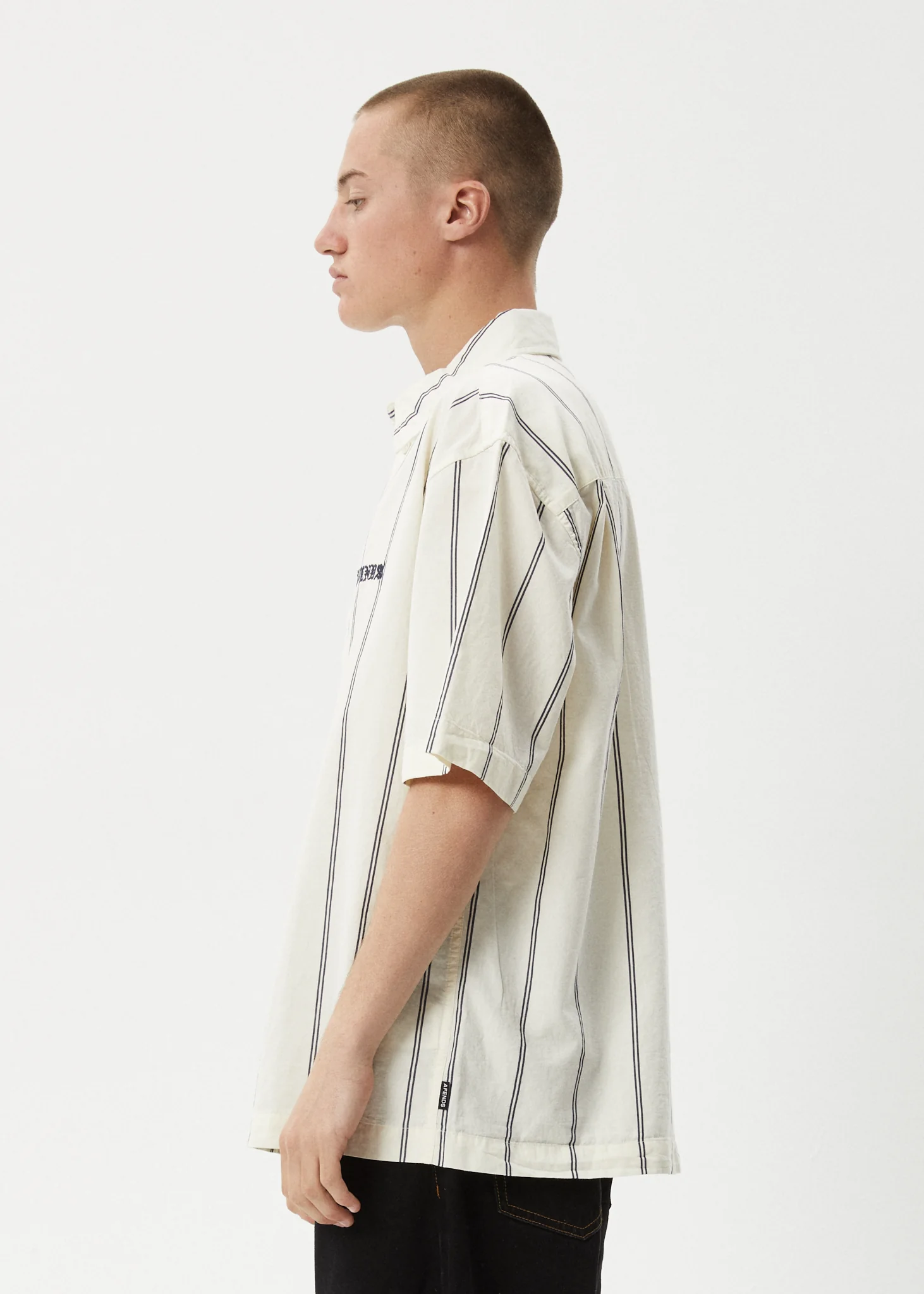 AFENDS Mens Fineline - Short Sleeve Shirt - Limestone - Image 5