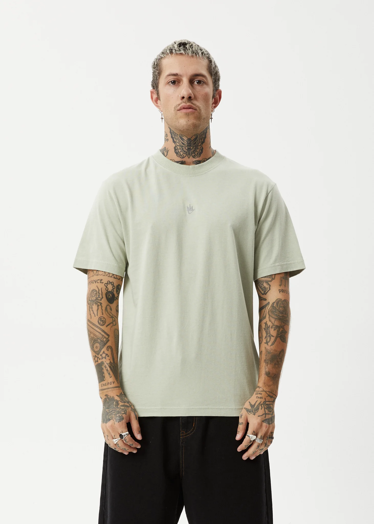 AFENDS Mens Flame - Retro Tee - Eucalyptus - Image 2