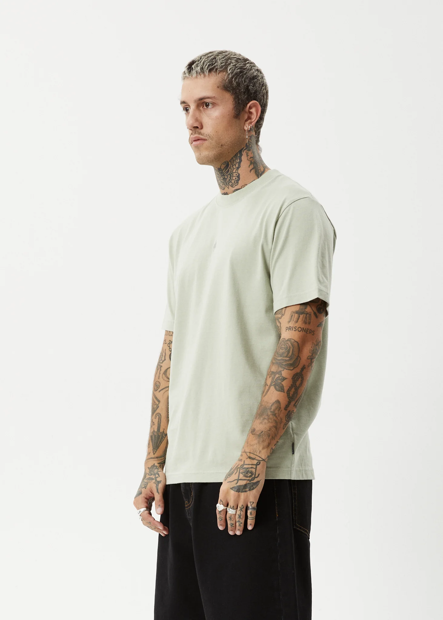 AFENDS Mens Flame - Retro Tee - Eucalyptus - Image 3