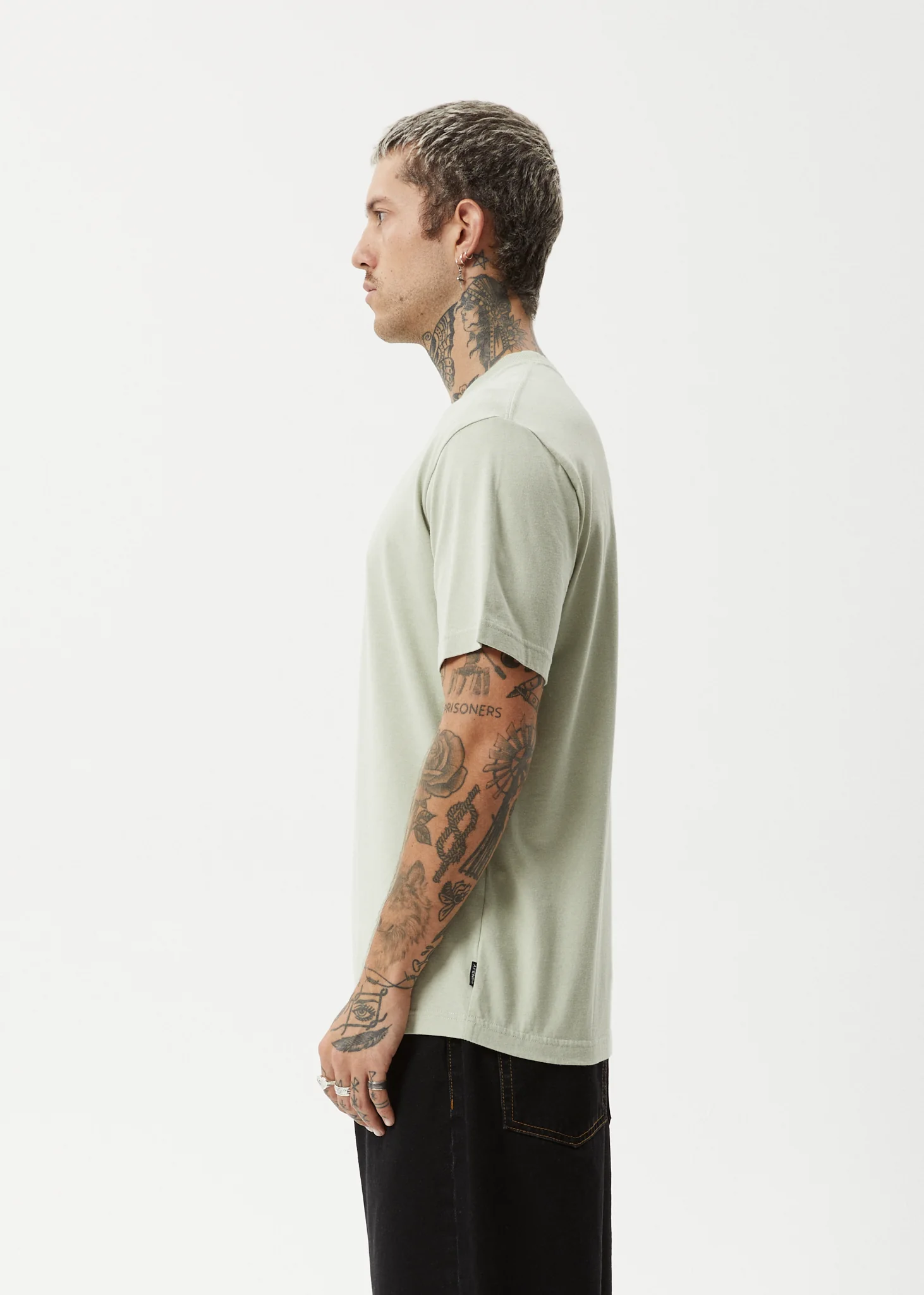 AFENDS Mens Flame - Retro Tee - Eucalyptus - Image 4