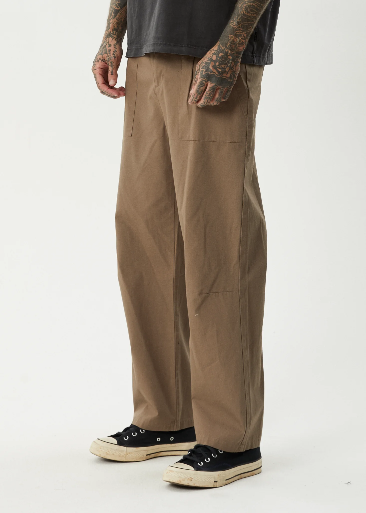AFENDS Mens Glider - Pleated Pant - Fossil - Image 4