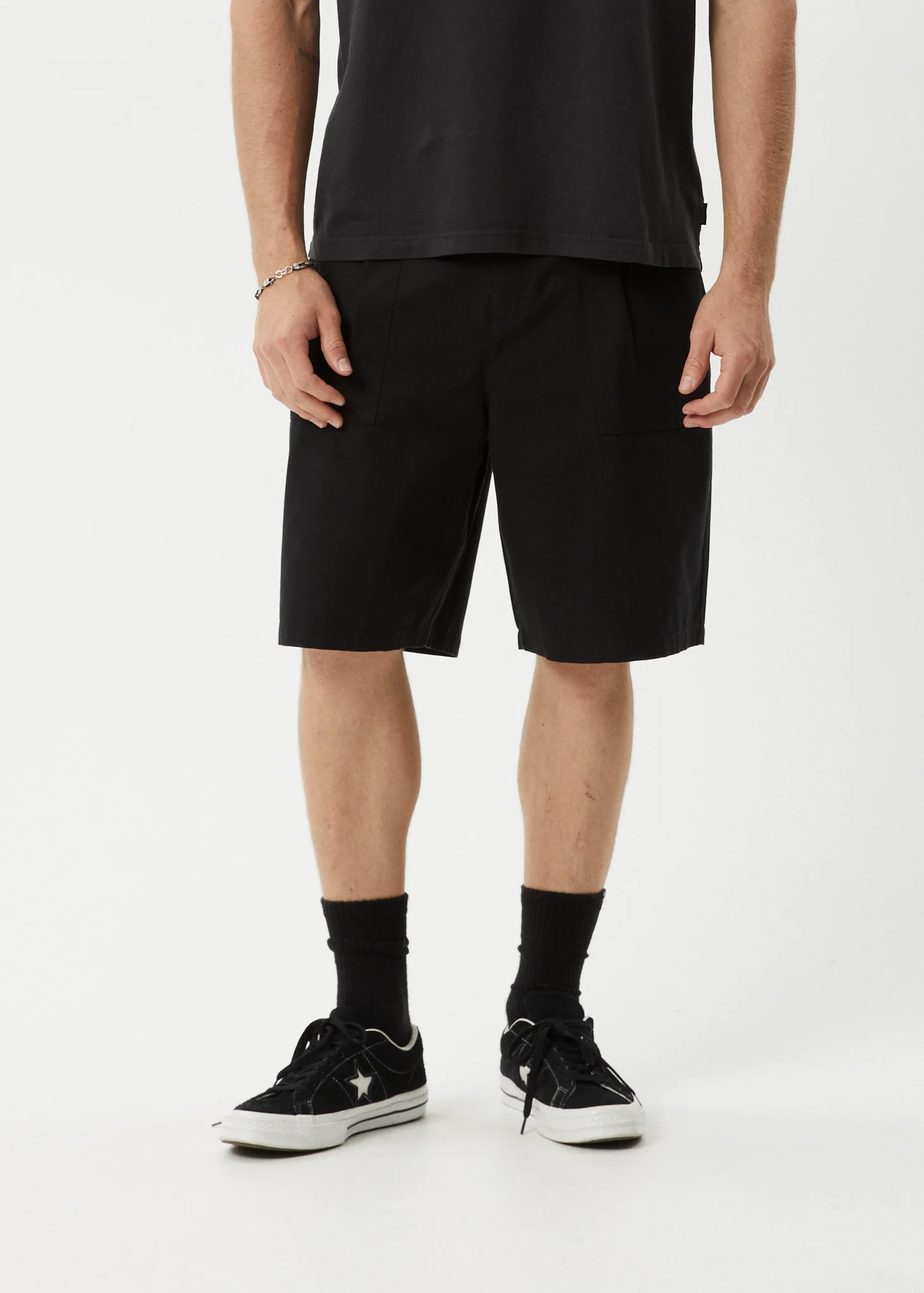 AFENDS Mens Glider - Pleated Short 22" - Black - Image 3