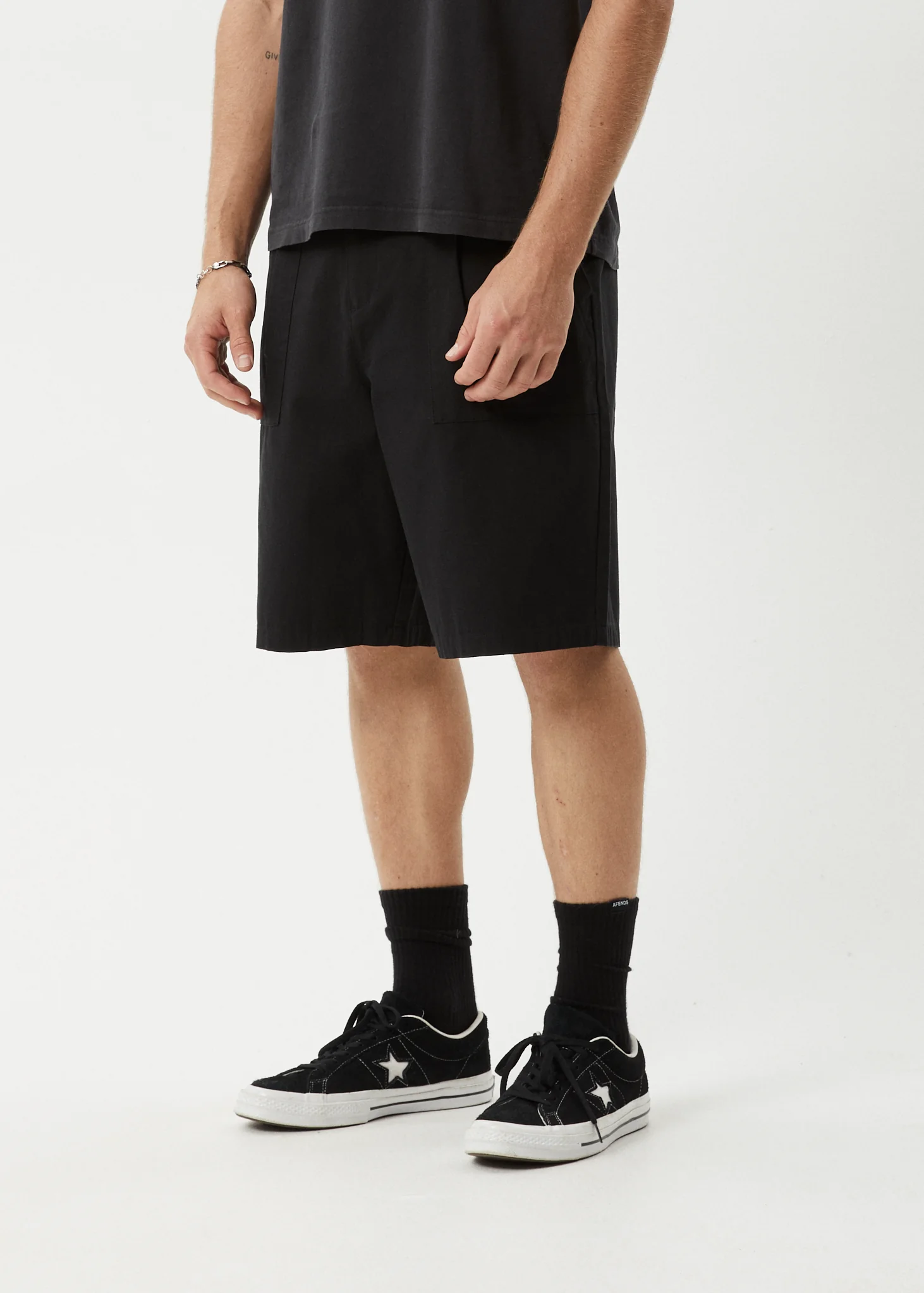 AFENDS Mens Glider - Pleated Short 22" - Black - Image 4