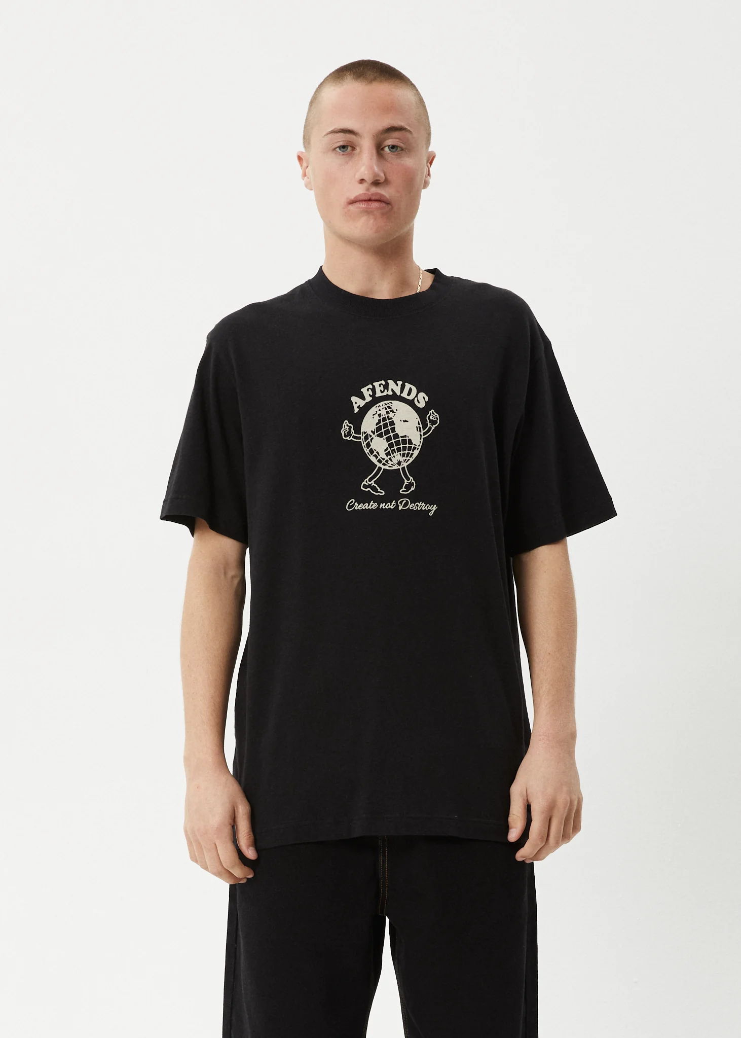 AFENDS Mens Global - Retro Tee - Black - Image 3