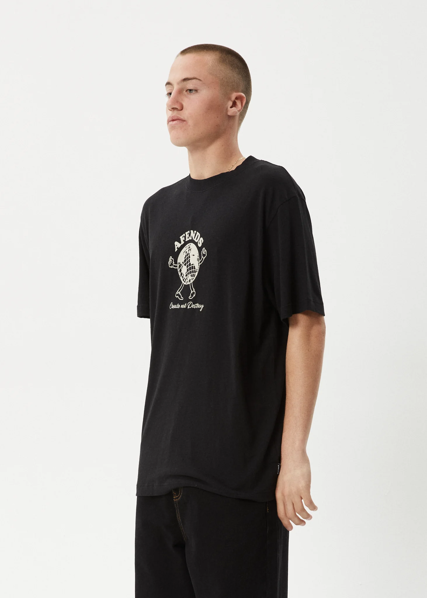 AFENDS Mens Global - Retro Tee - Black - Image 4