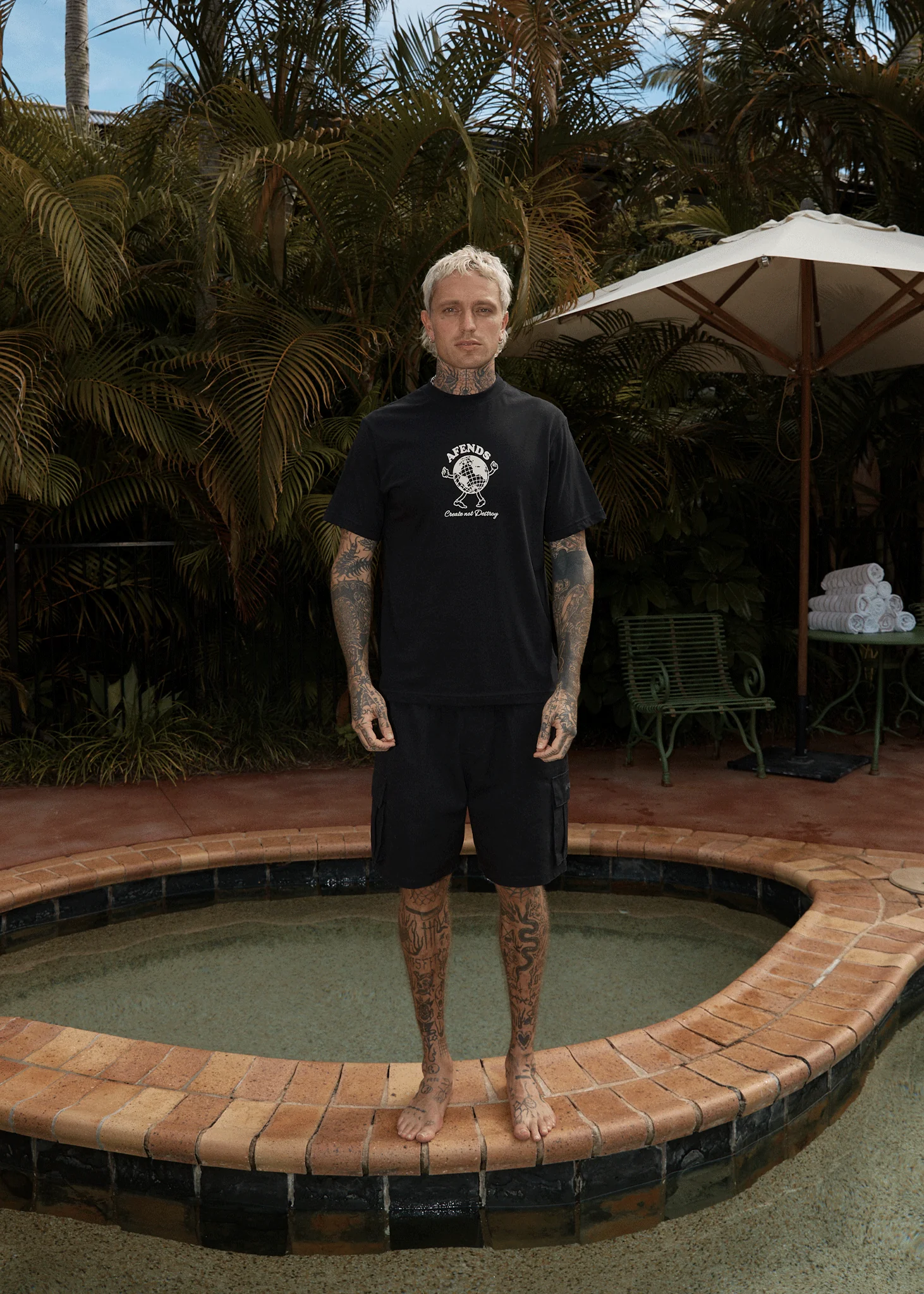AFENDS Mens Global - Retro Tee - Black - Image 7