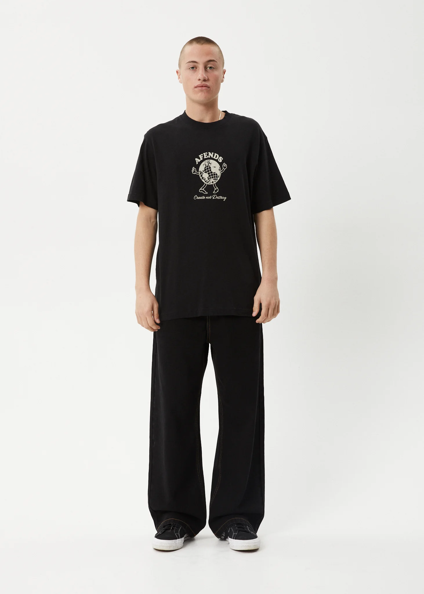 AFENDS Mens Global - Retro Tee - Black - Image 9