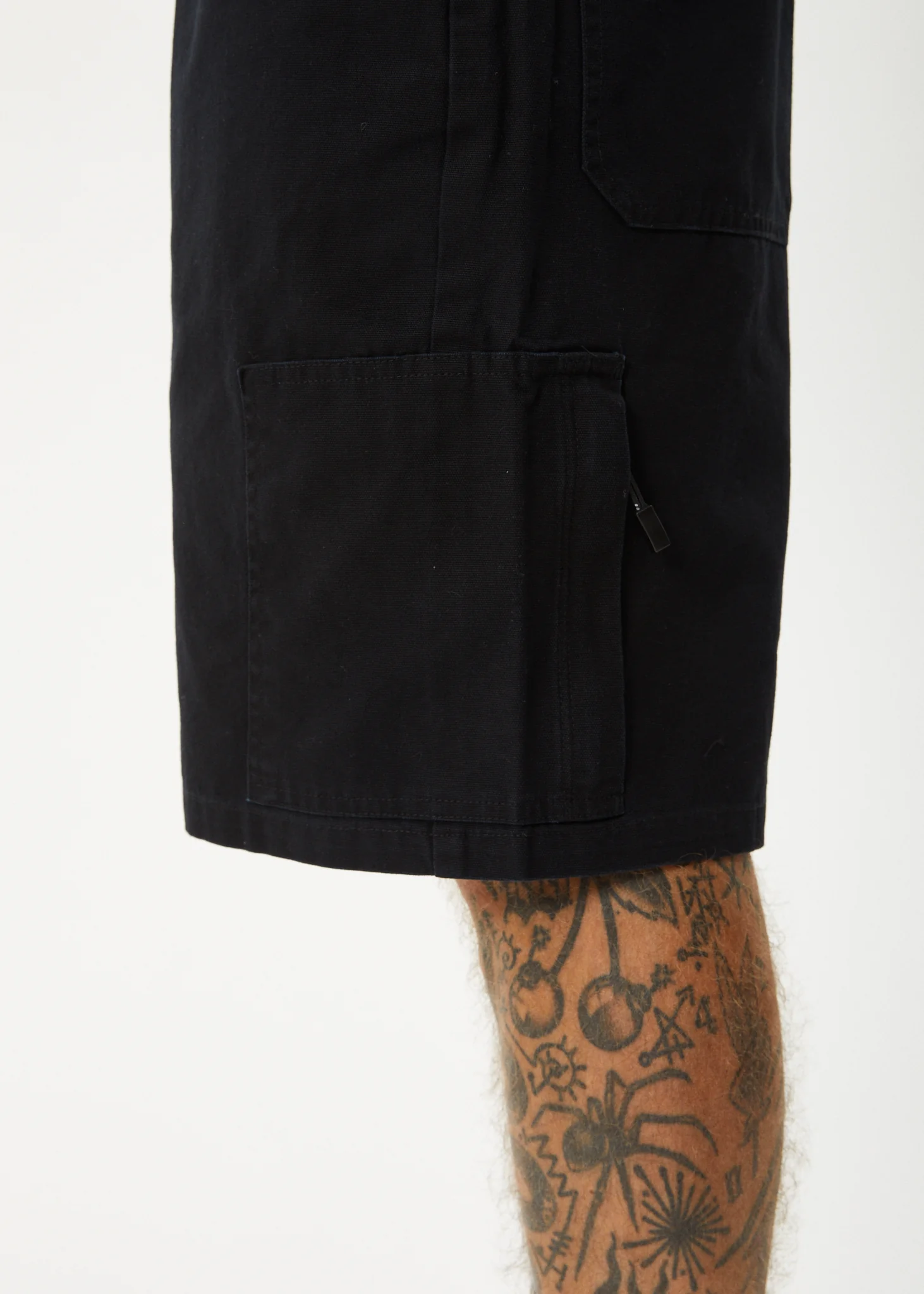 AFENDS Mens Harper - Canvas Workwear Short 22" - Black - Image 6