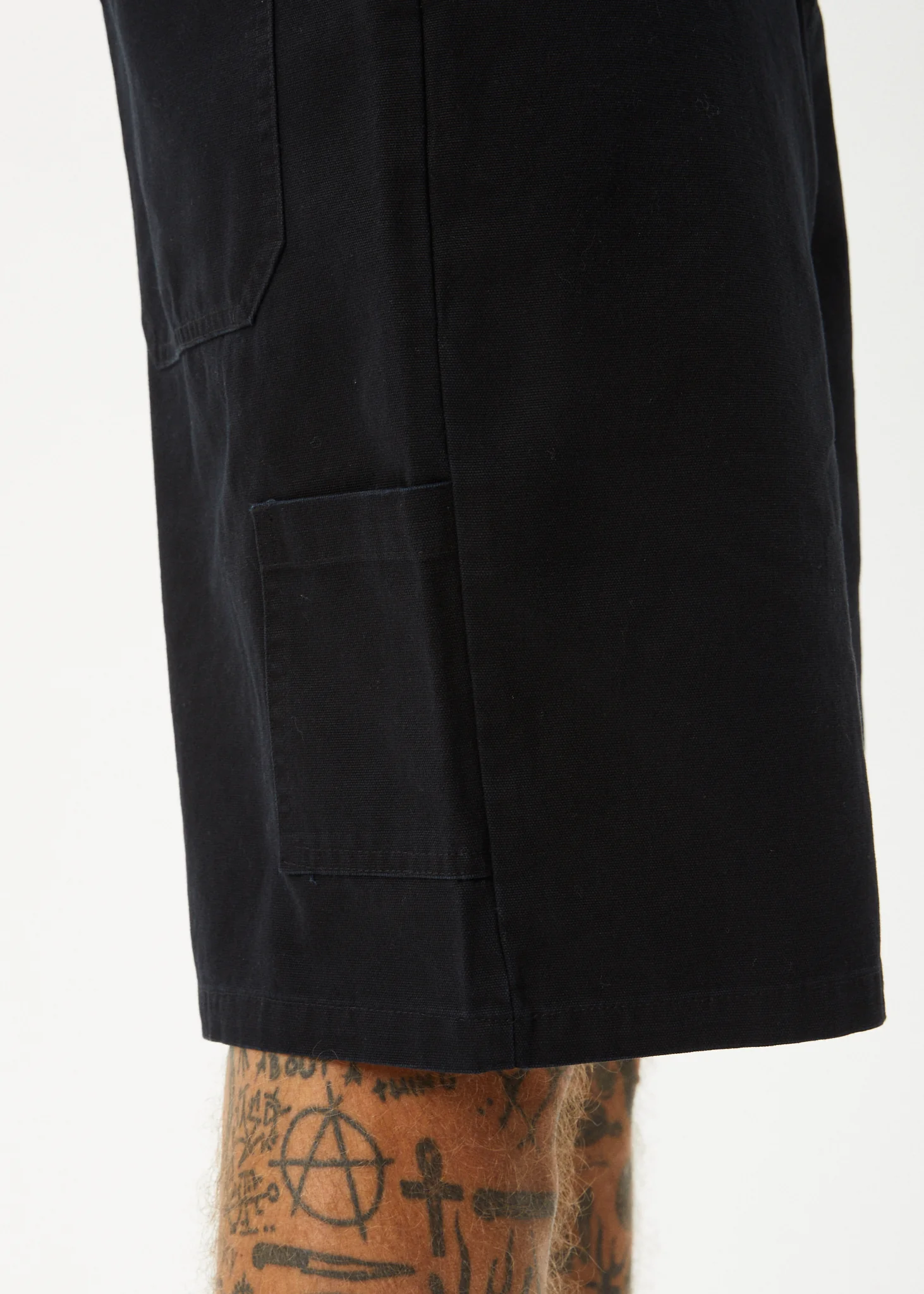 AFENDS Mens Harper - Canvas Workwear Short 22" - Black - Image 7