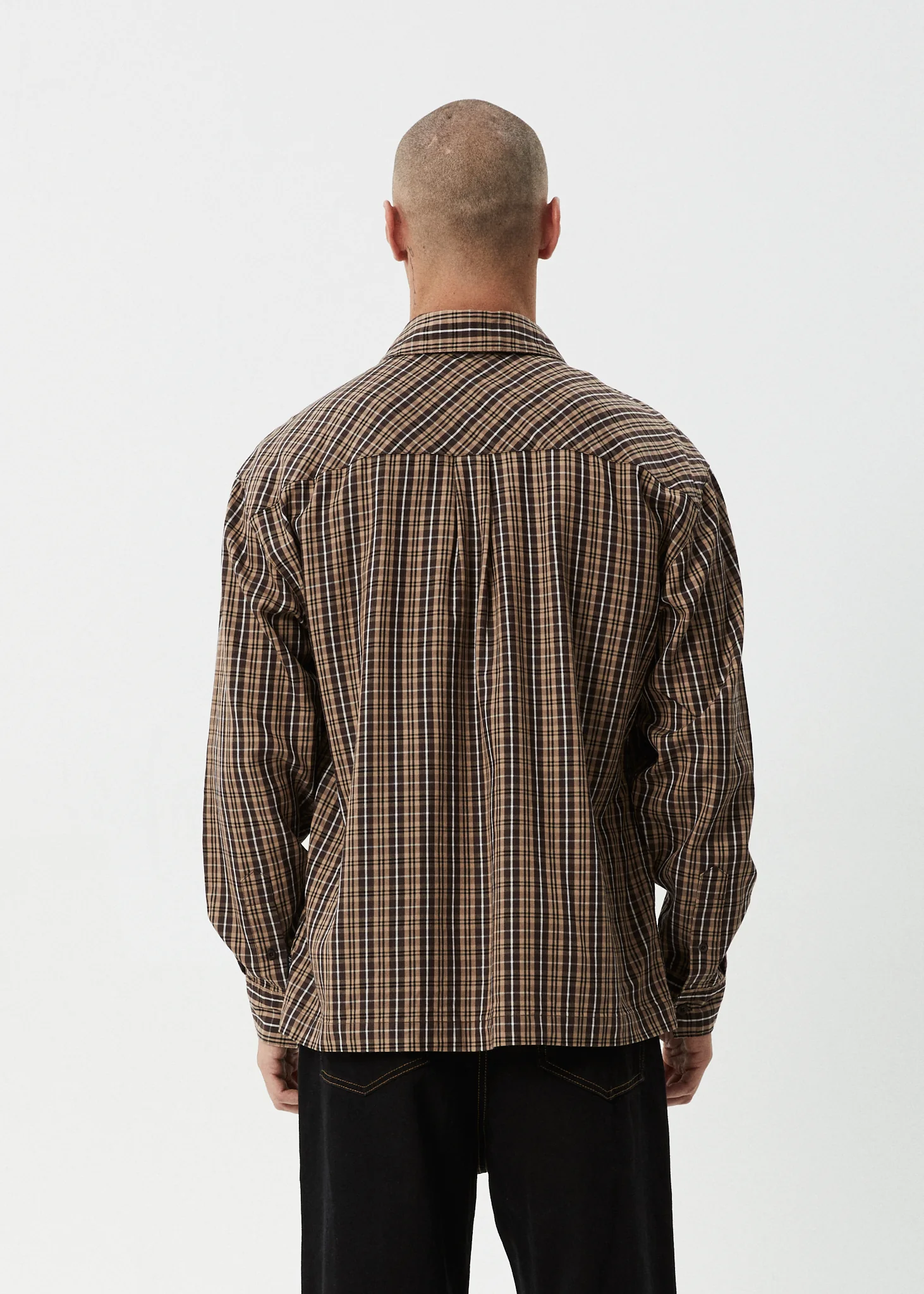 AFENDS Mens Hometown - Long Sleeve Shirt - Coffee - Image 5