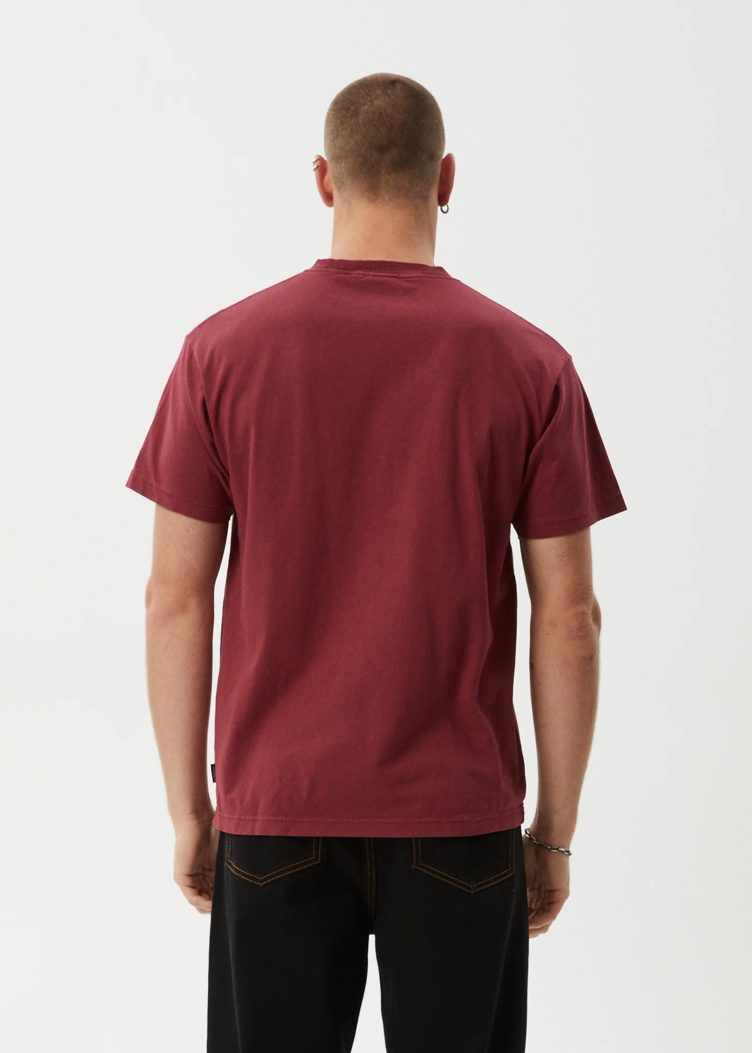 AFENDS Mens Mace Life - Boxy Tee - Washed Burgundy - Image 5