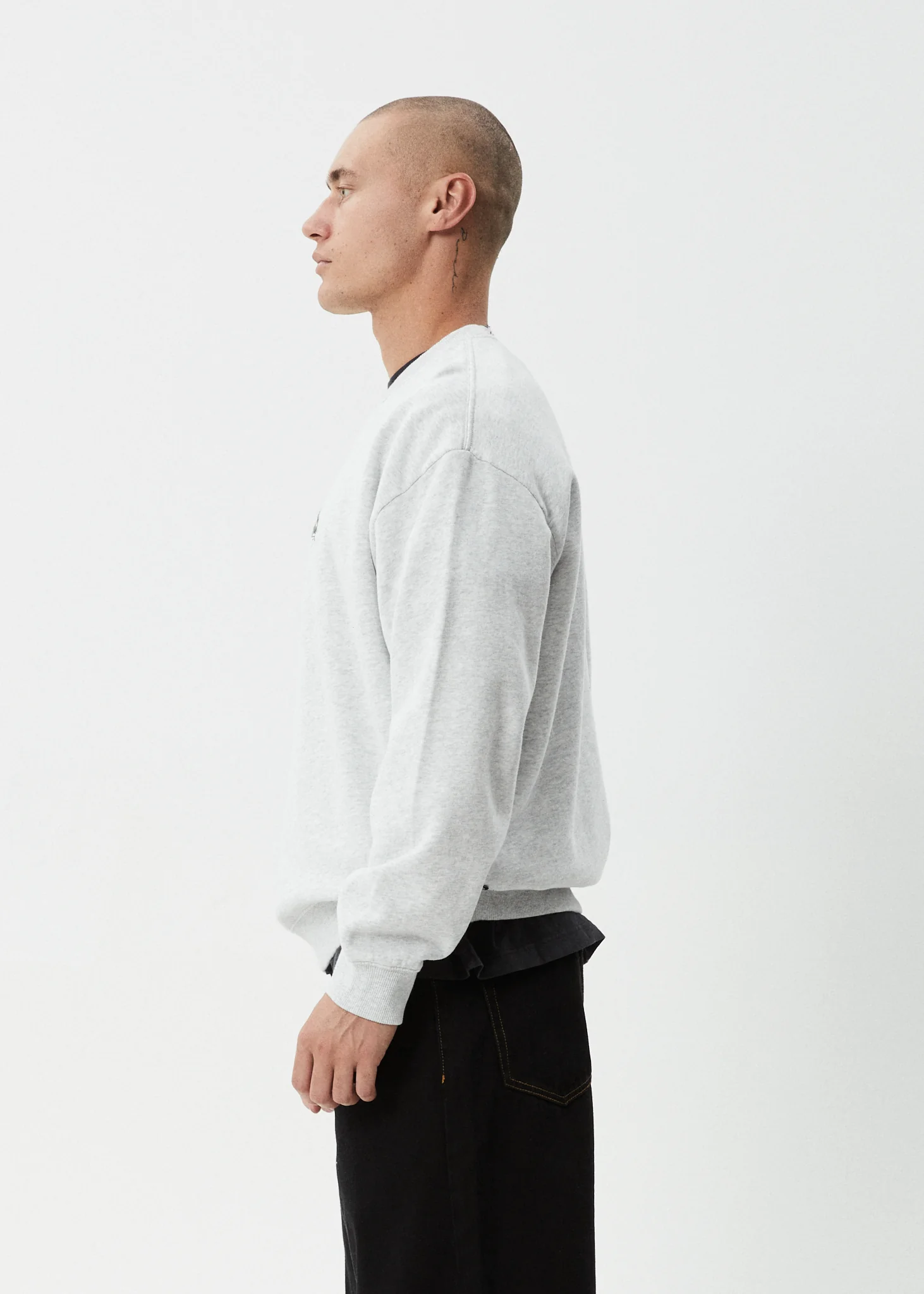 AFENDS Mens Mace - Crew Neck Jumper - Grey Marle - Image 5