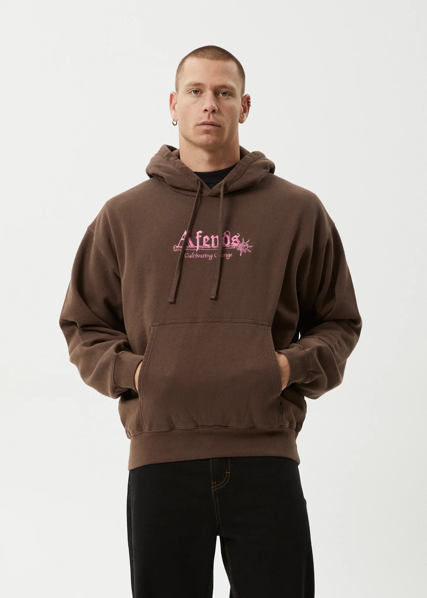 AFENDS Mens Mace - Hoodie - Coffee - Image 2