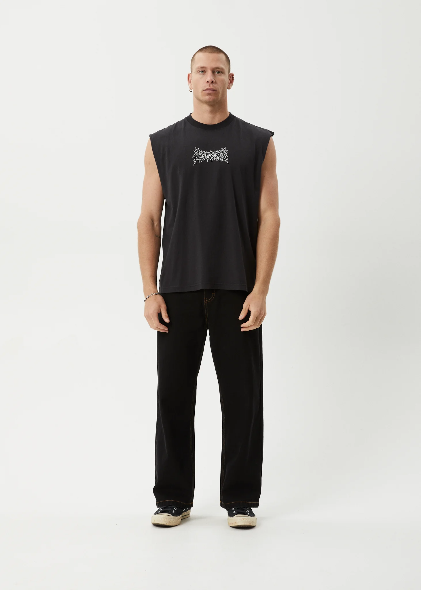 AFENDS Mens Mental - Sleeveless Tee - Stone Black - Image 7