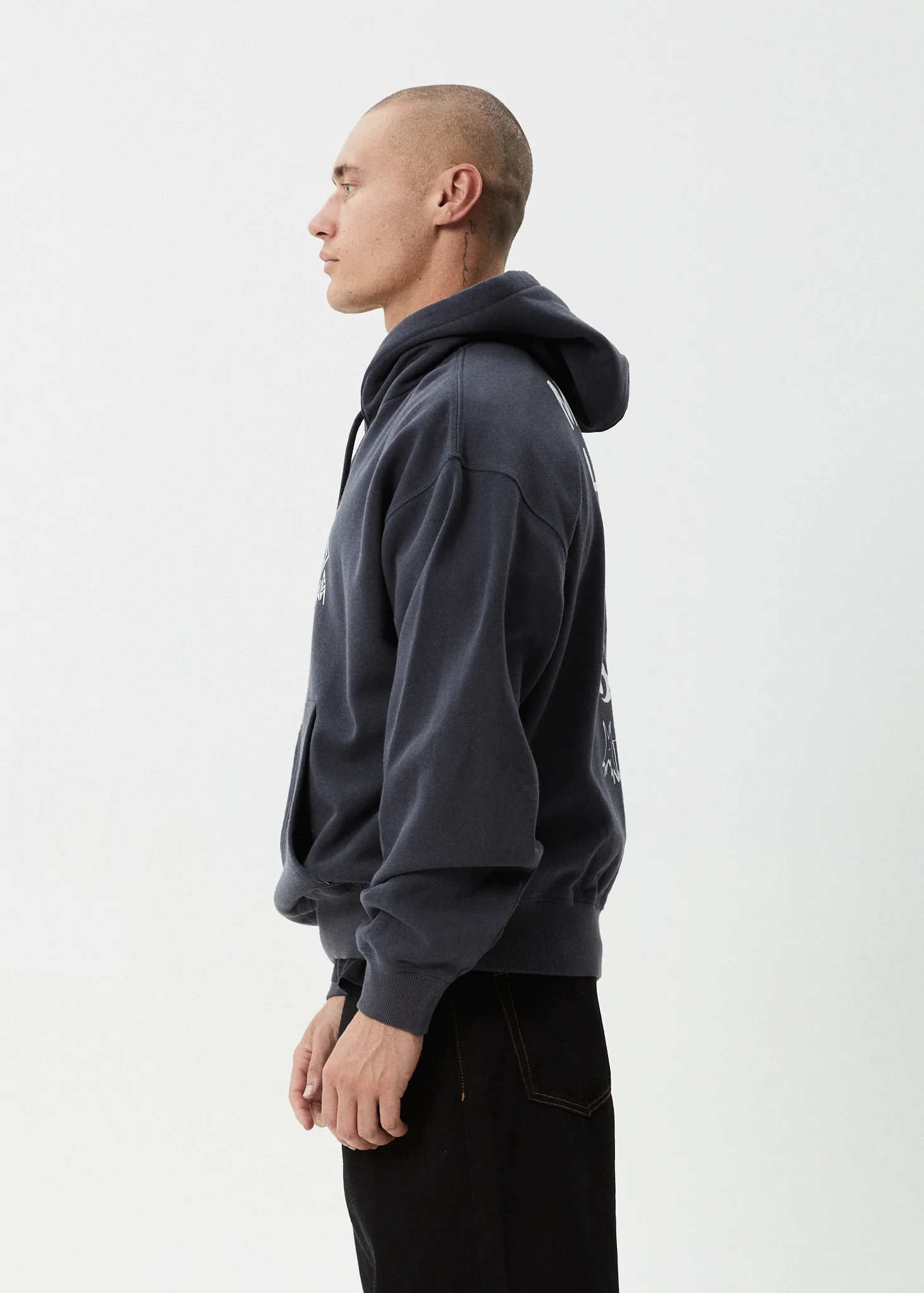 AFENDS Mens Moments - Boxy Hoodie - Charcoal - Image 4