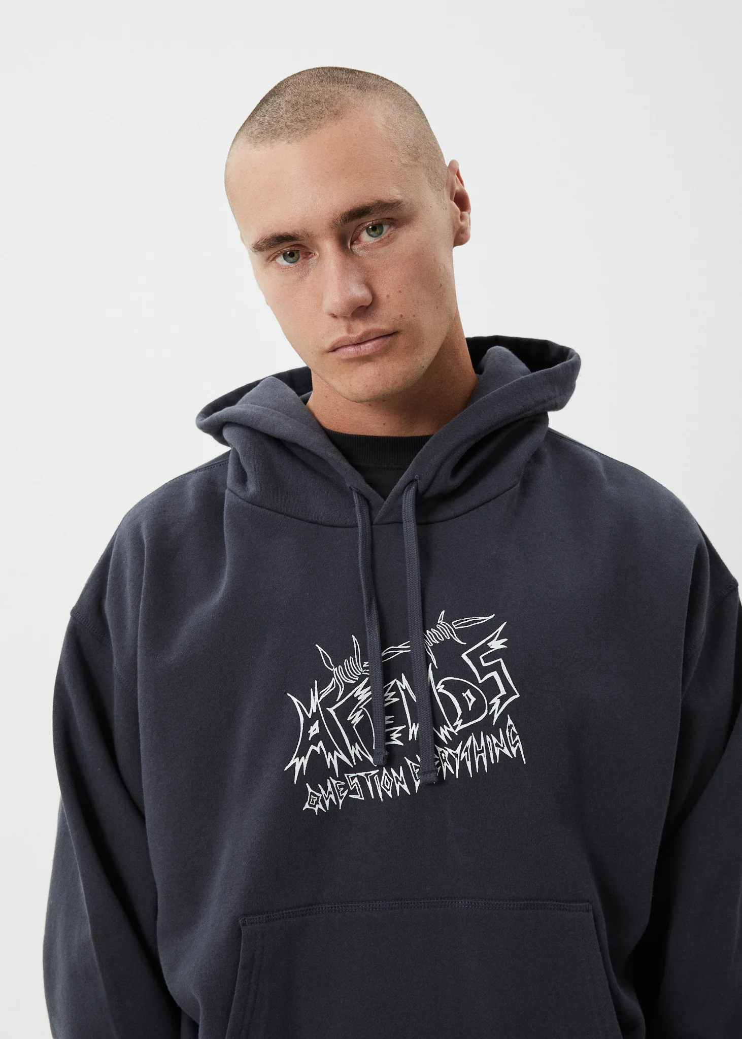 AFENDS Mens Moments - Boxy Hoodie - Charcoal - Image 6