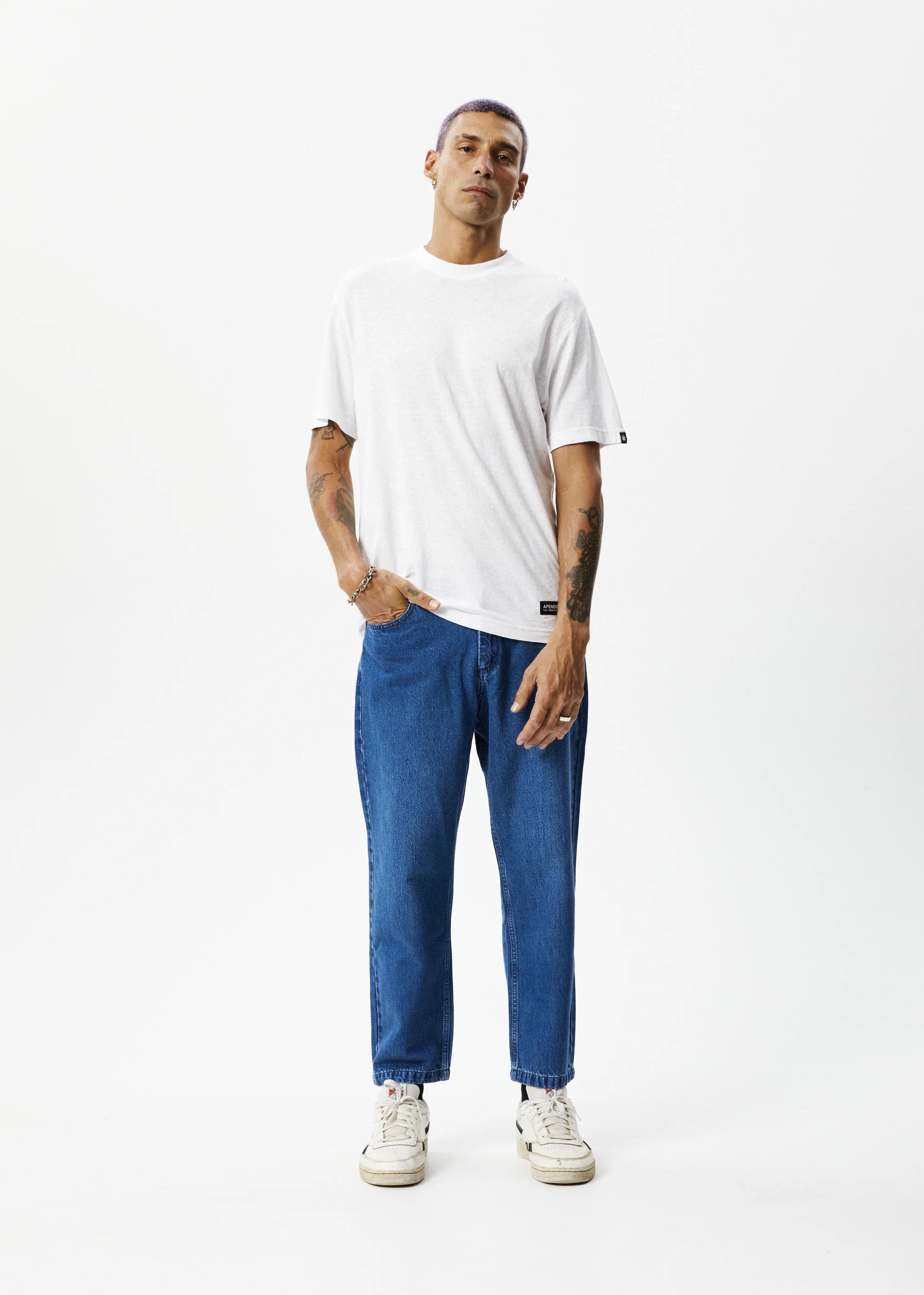 AFENDS Mens Ninety Twos - Denim Relaxed Jean - Authentic Blue - Image 6