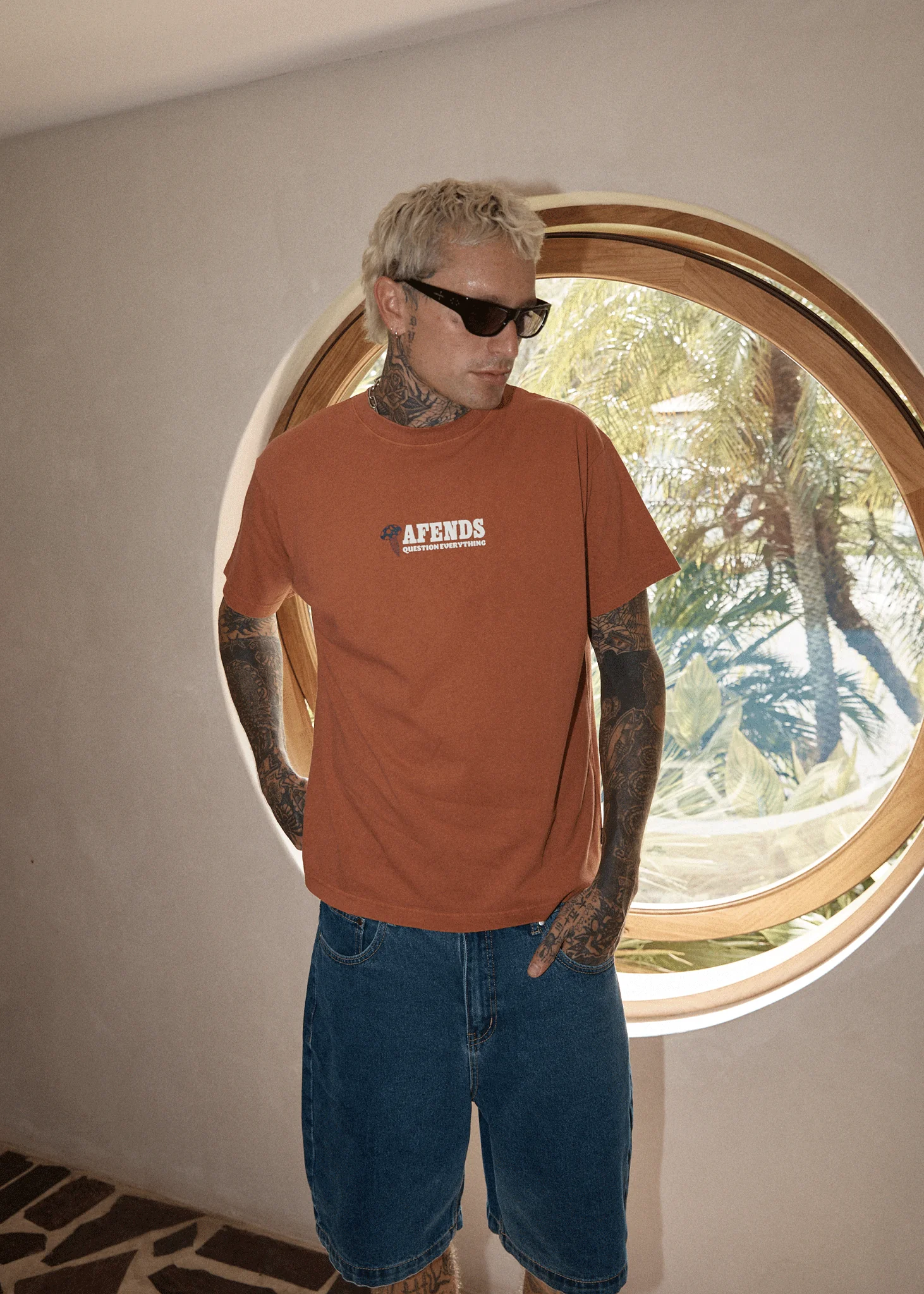AFENDS Mens Nuts N Bolts - Heavyweight Boxy Tee - Terra - Image 2