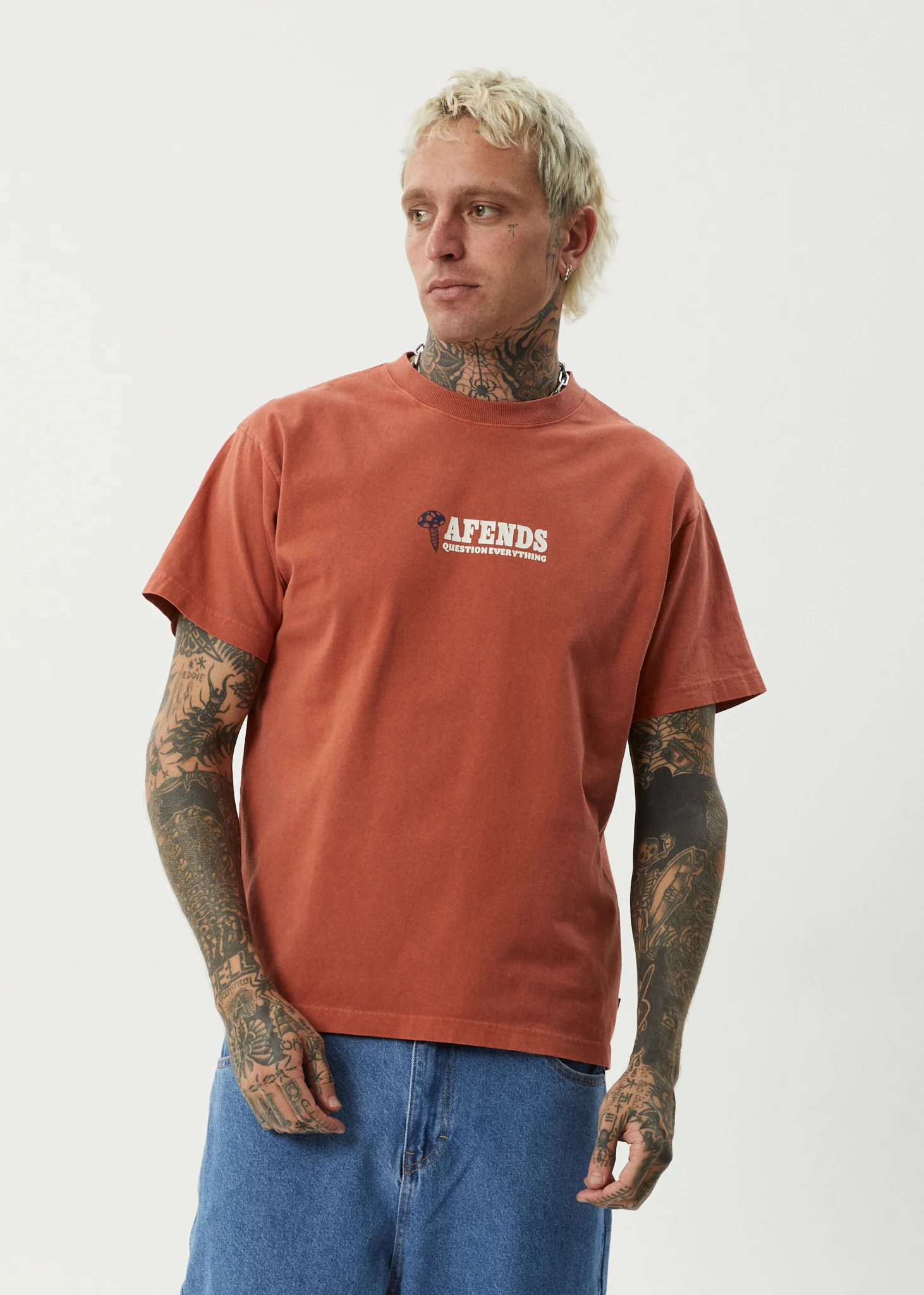 AFENDS Mens Nuts N Bolts - Heavyweight Boxy Tee - Terra - Image 3