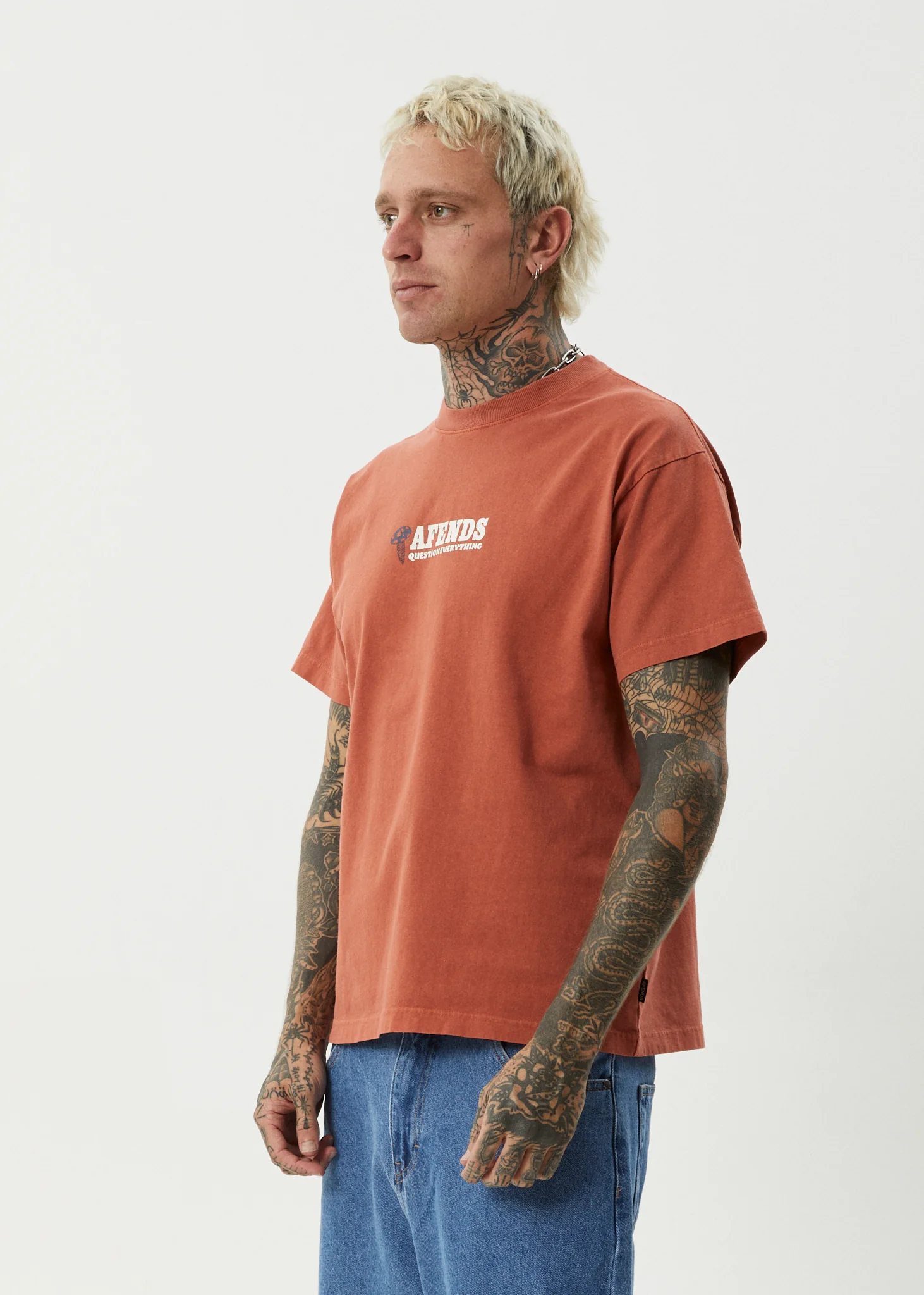 AFENDS Mens Nuts N Bolts - Heavyweight Boxy Tee - Terra - Image 4