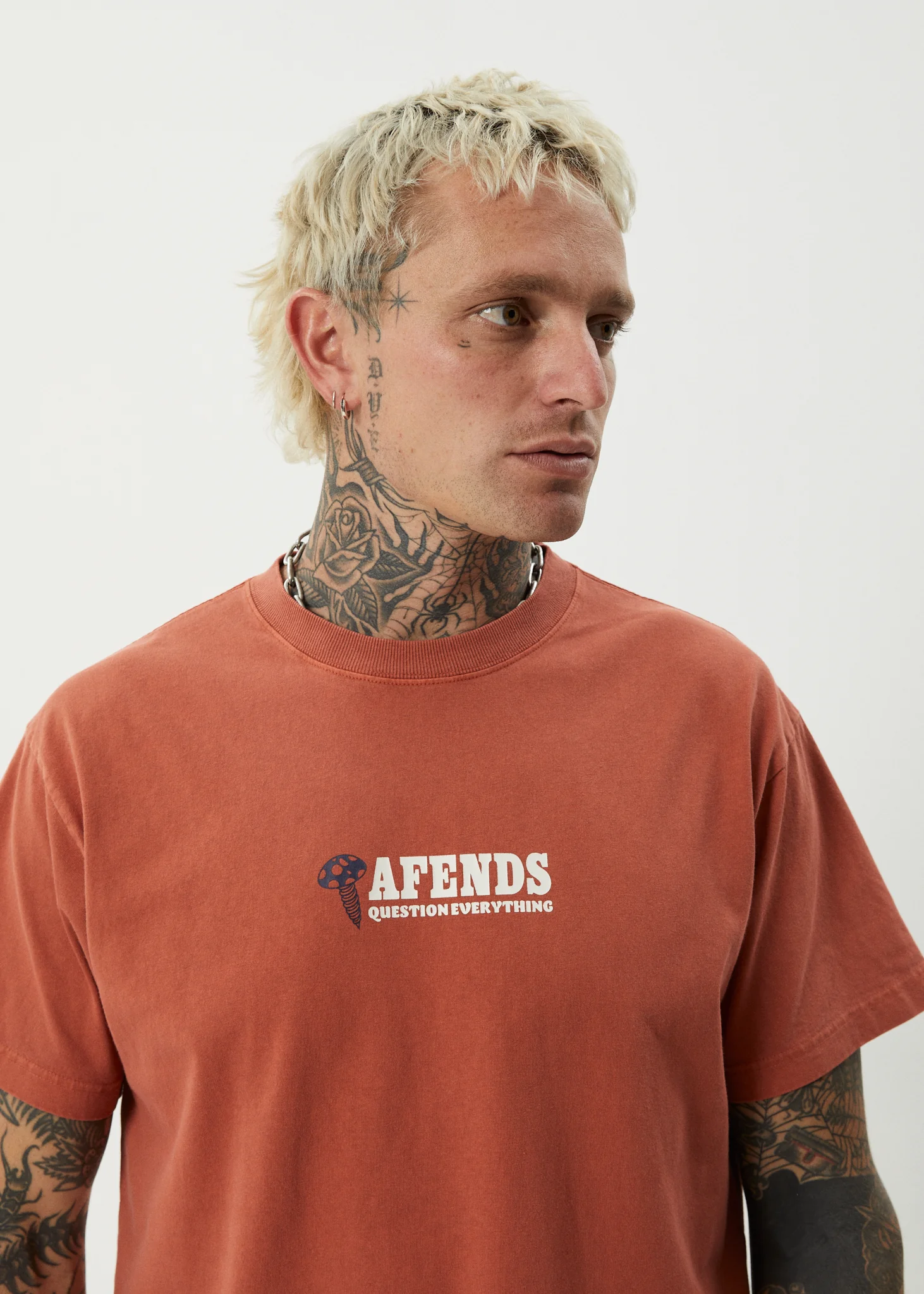 AFENDS Mens Nuts N Bolts - Heavyweight Boxy Tee - Terra - Image 8
