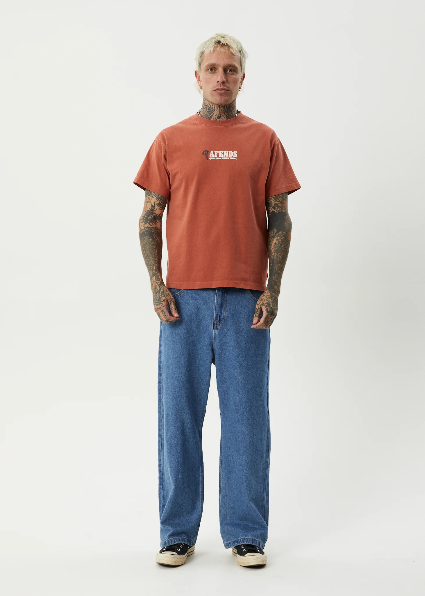 AFENDS Mens Nuts N Bolts - Heavyweight Boxy Tee - Terra - Image 9